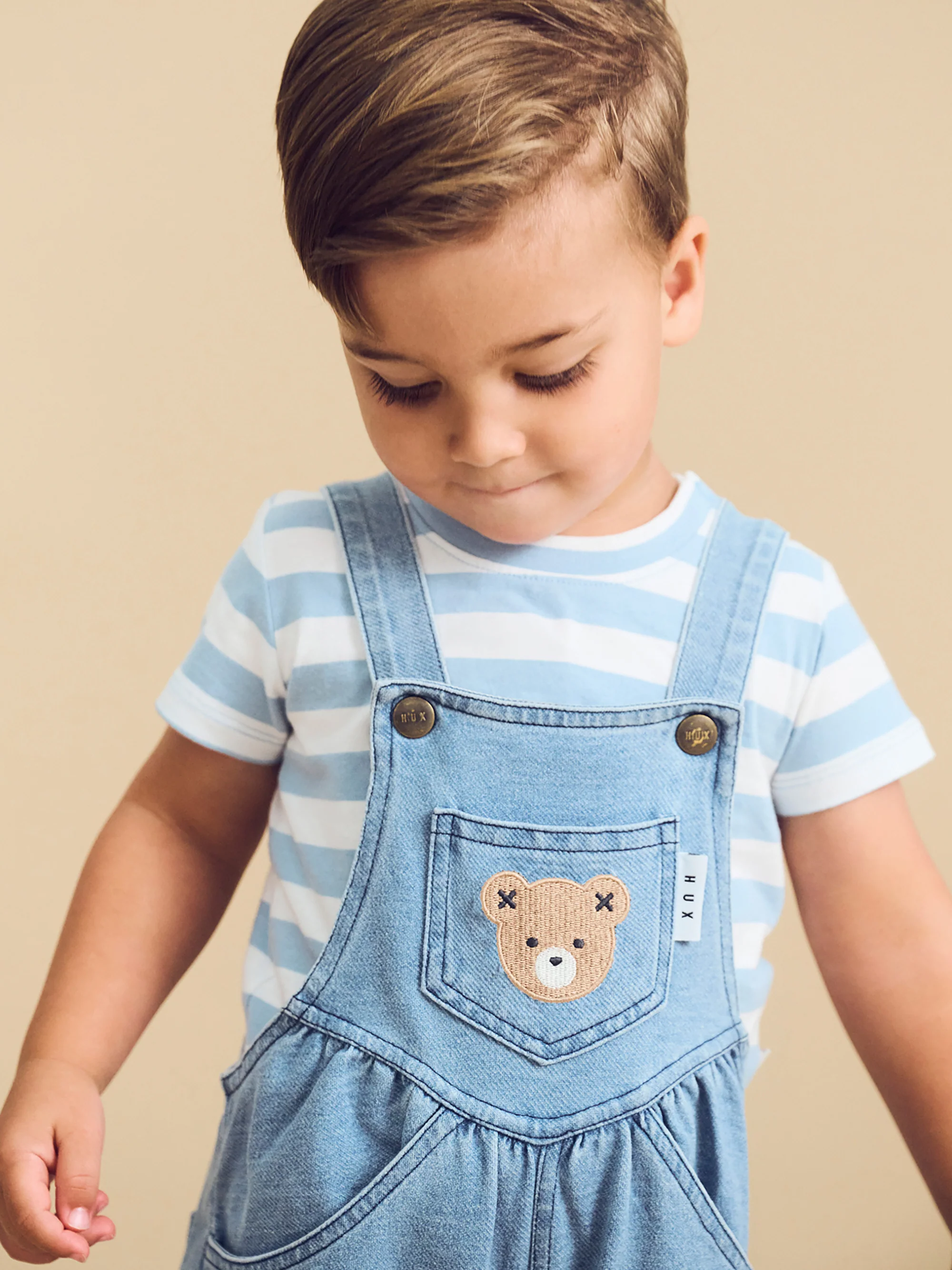 Huxbear Knit Denim Short Overalls - Denim - Image 3