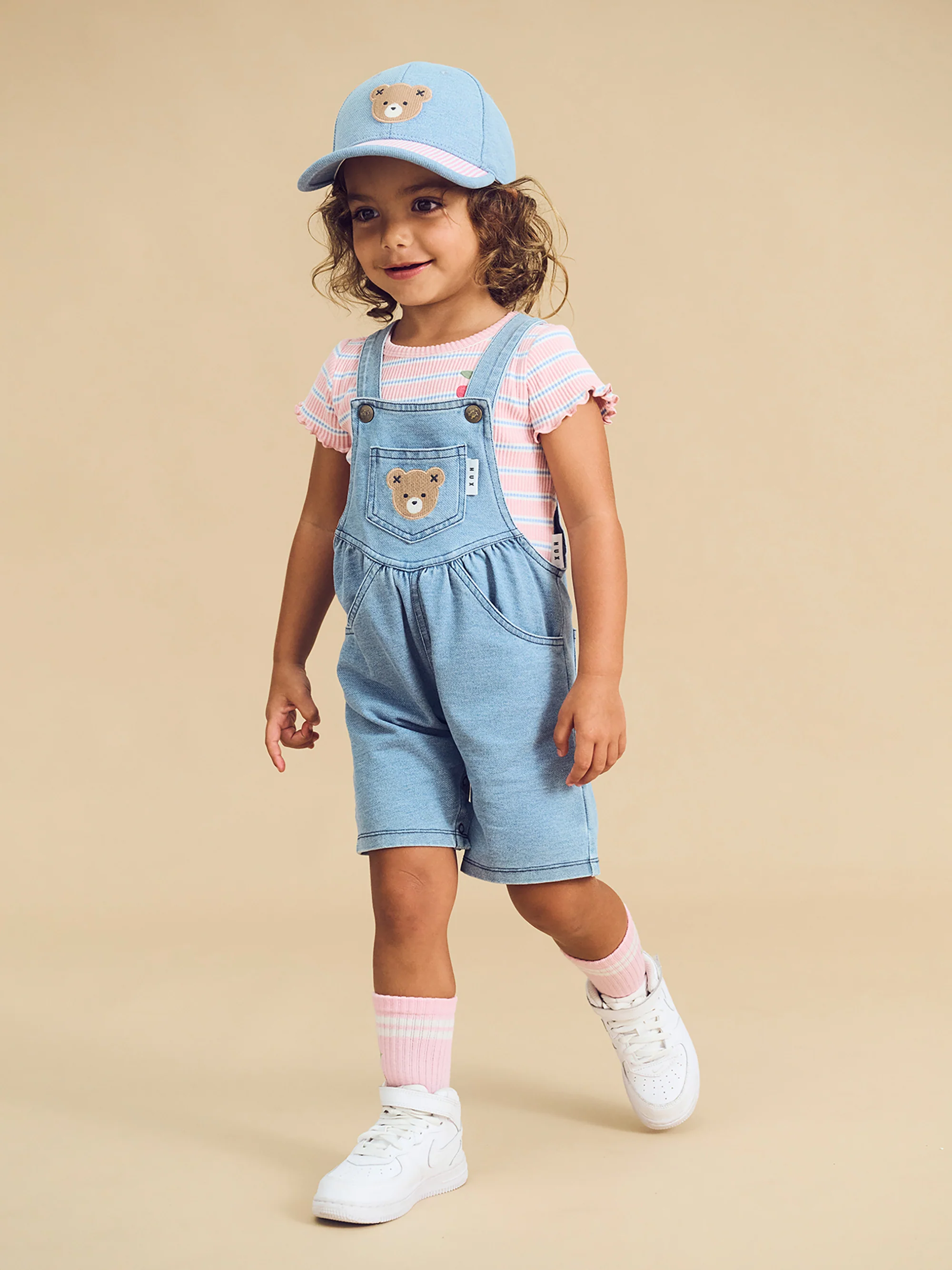 Huxbear Knit Denim Short Overalls - Denim - Image 4