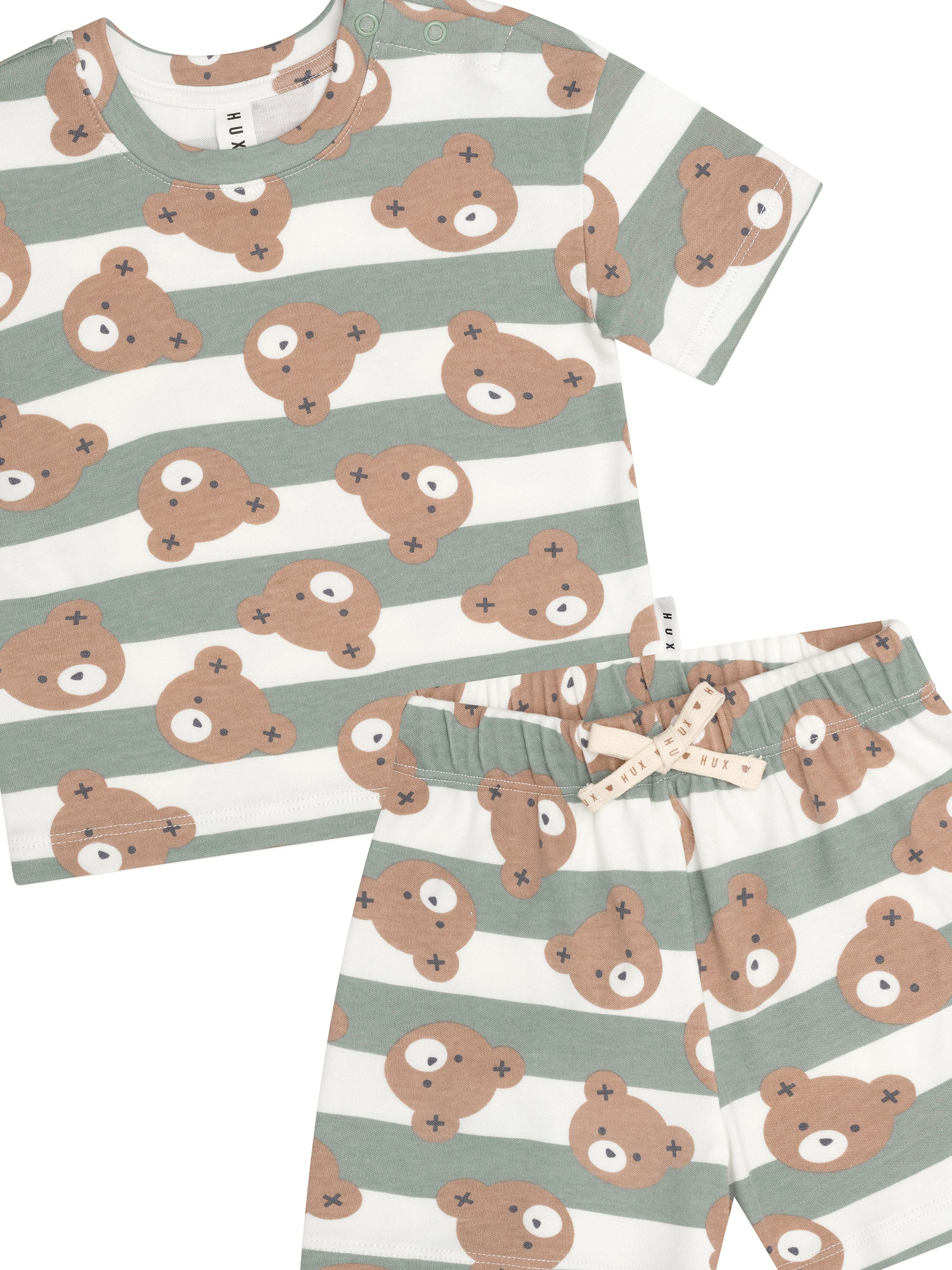 Huxbear Stripe Pyjamas - Sage/Almond Milk - Image 4