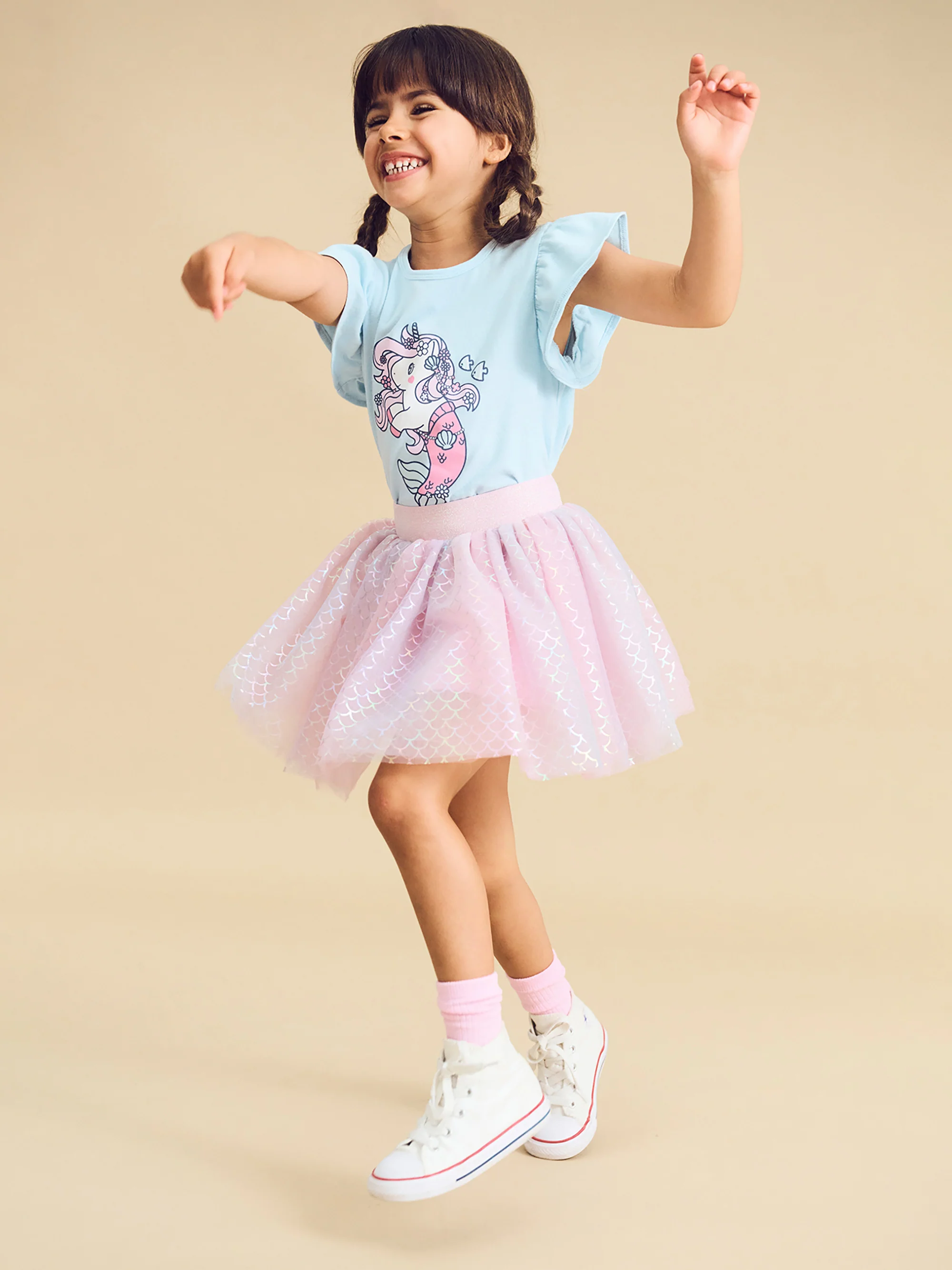 Mercorn Glitter Frill T-Shirt - Soft Aqua - Image 3