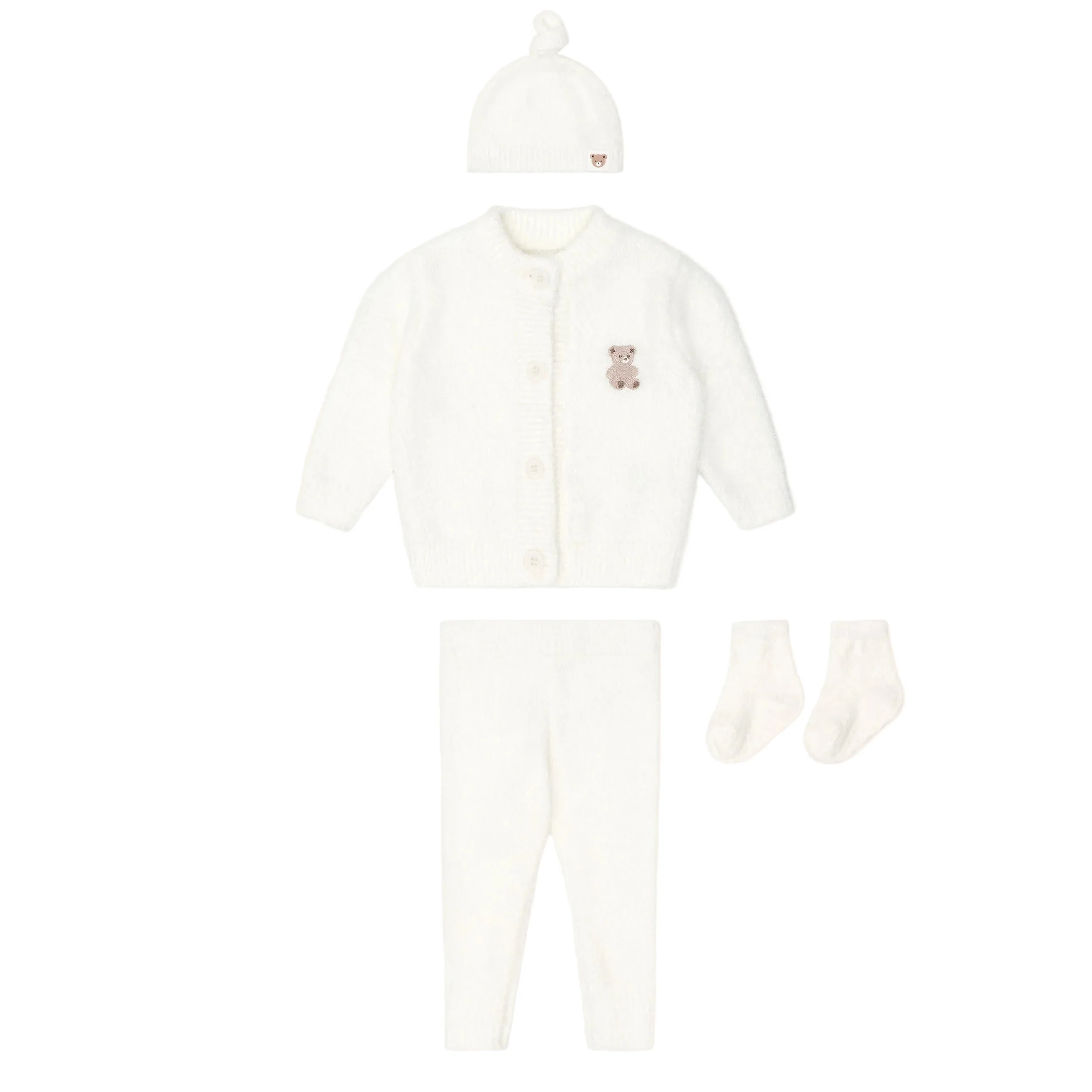 My First Hux Almond Milk 4Pc Boucle Newborn Set