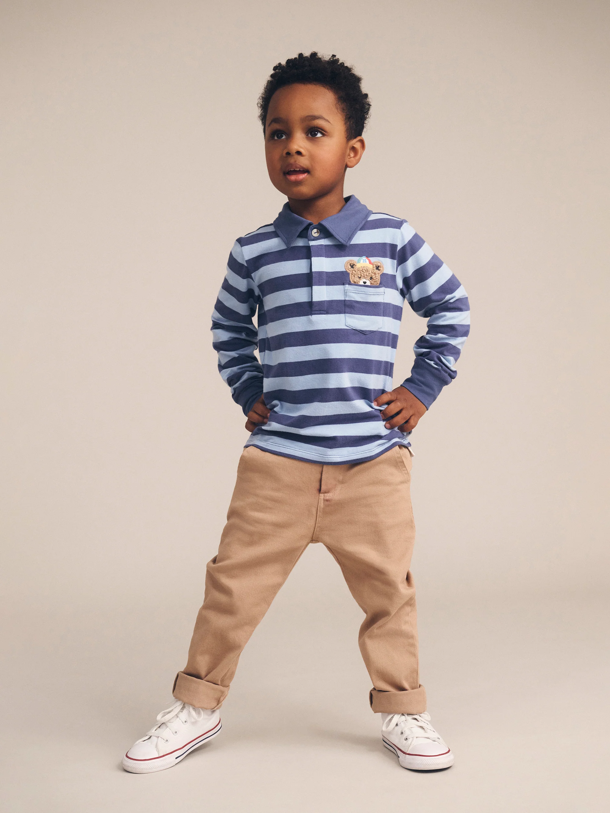 Huxbaby Peeping Hux Blue Stripe Polo - Image 4