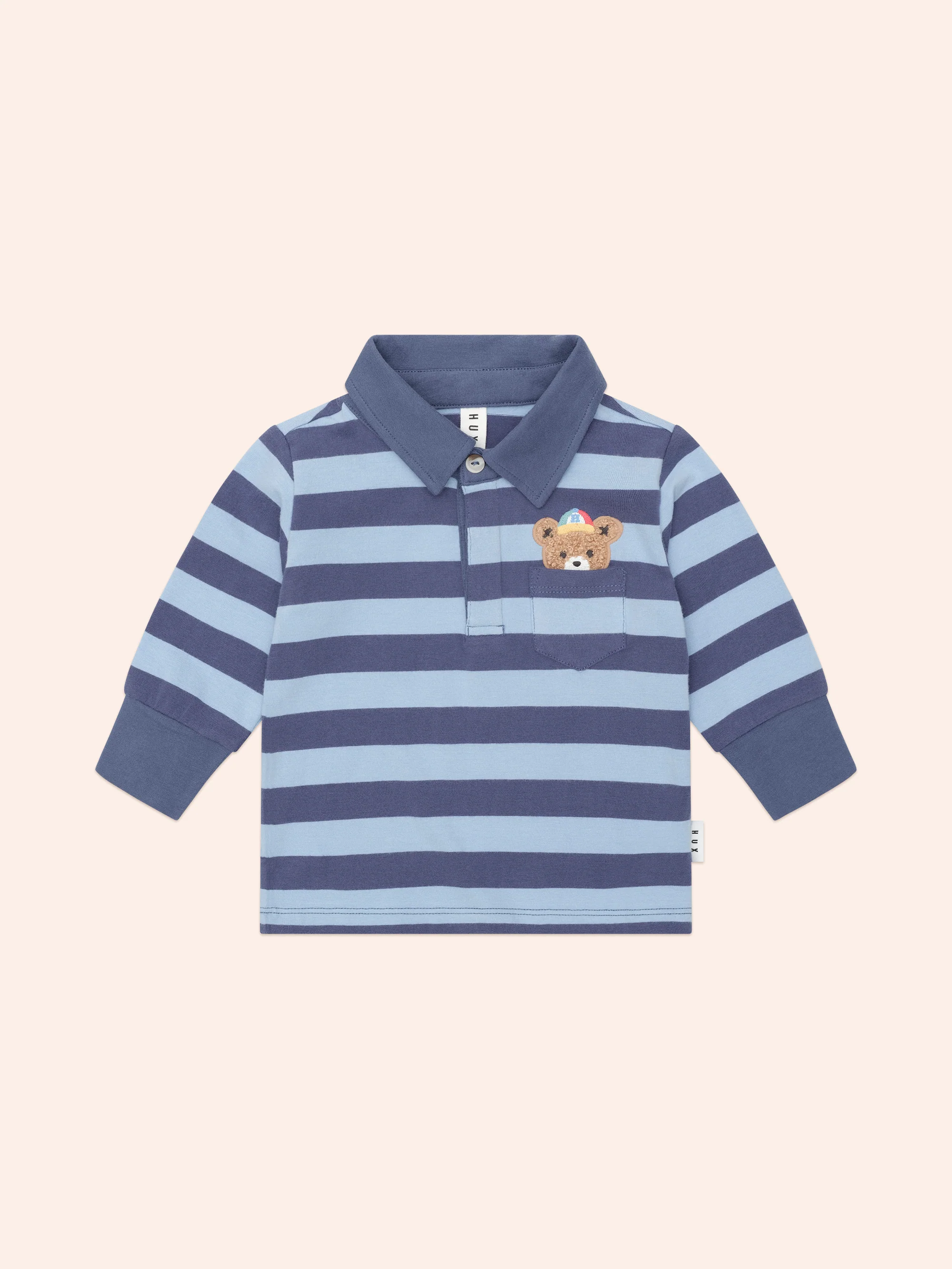 Huxbaby Peeping Hux Blue Stripe Polo - Image 5