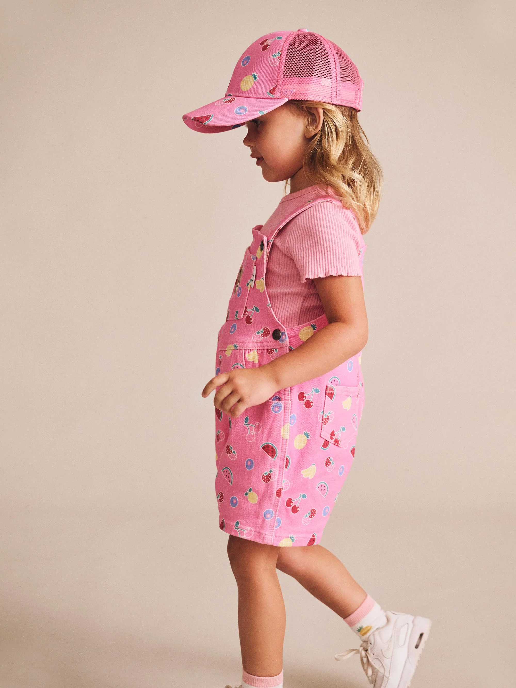 Huxbaby Pink Fruit Emoji Short Overalls - Image 3