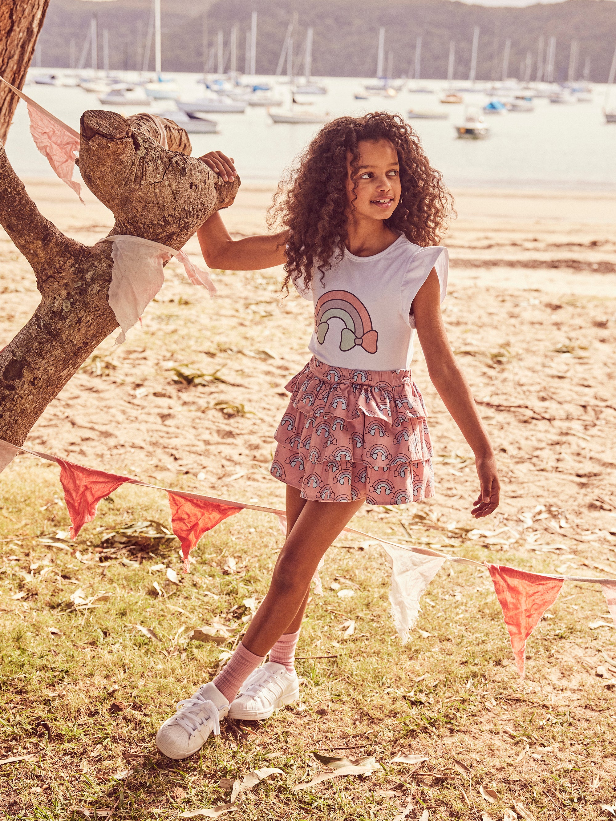 Huxbaby Rainbow Frill Skirt - Dusty Rose - Image 3