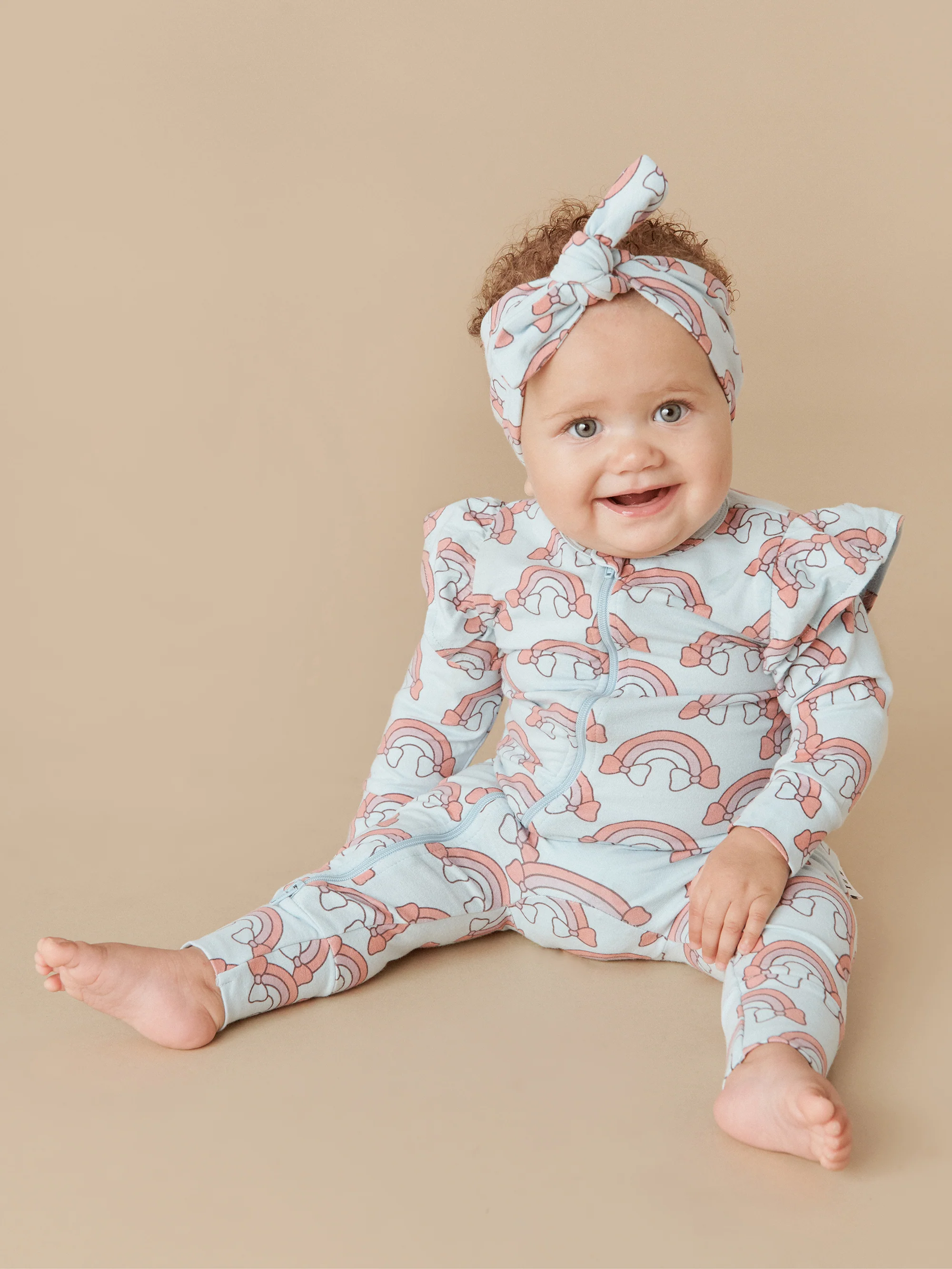 Huxbaby Rainbow Zip Romper - Sky - Image 2