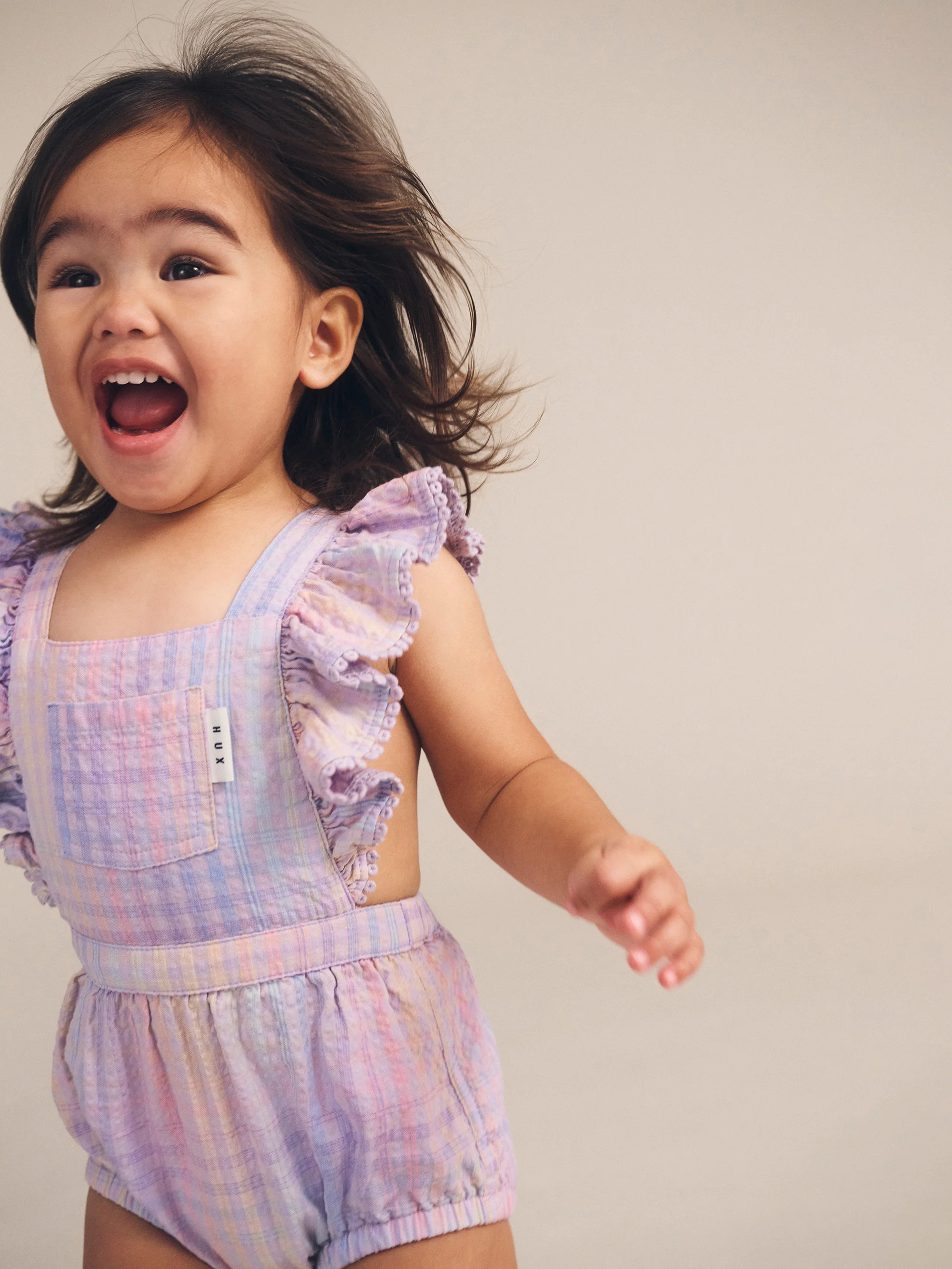 Huxbaby Rainbow Check Frill Playsuit - Image 2