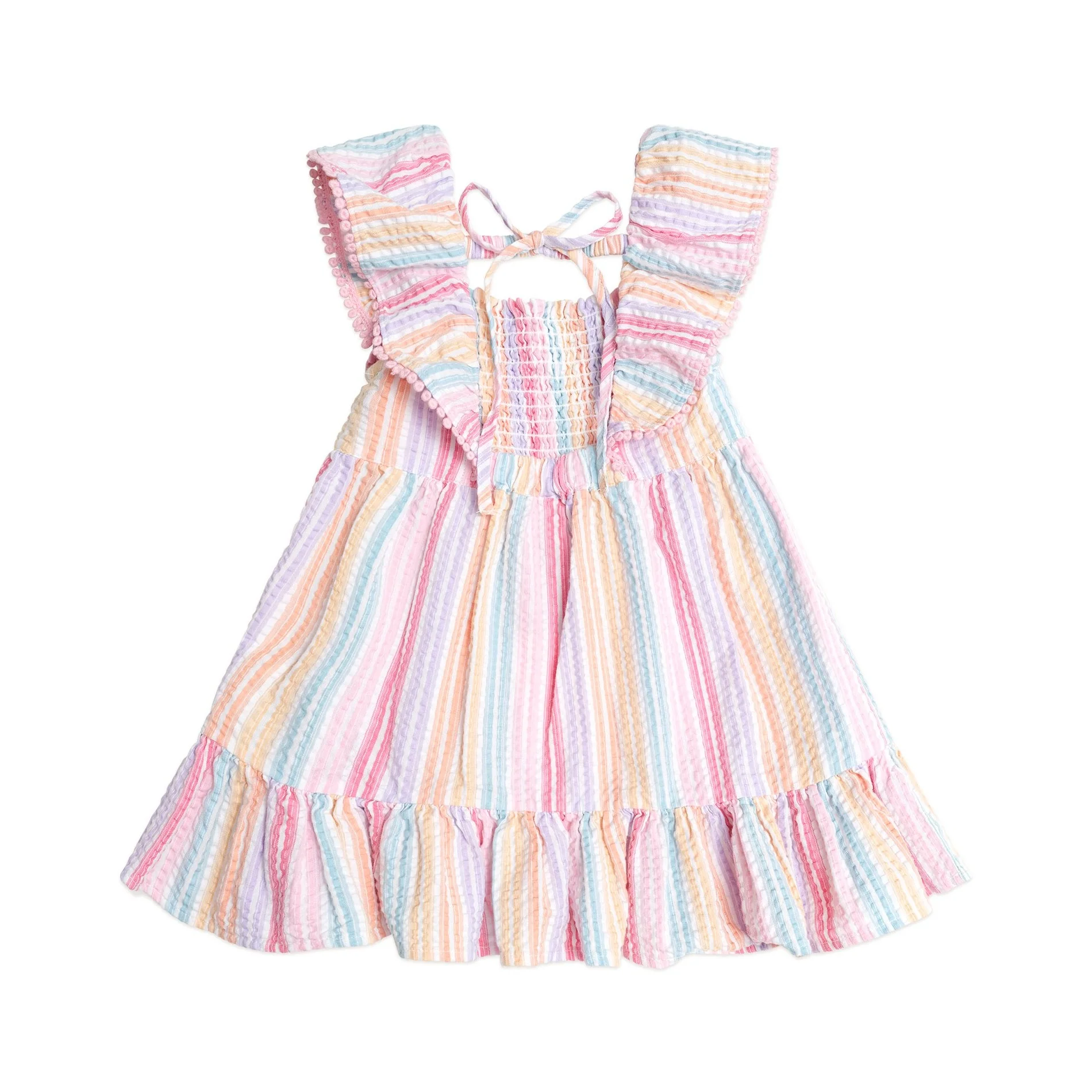 Rainbow Stripe Shirred Frill Dress - Image 3