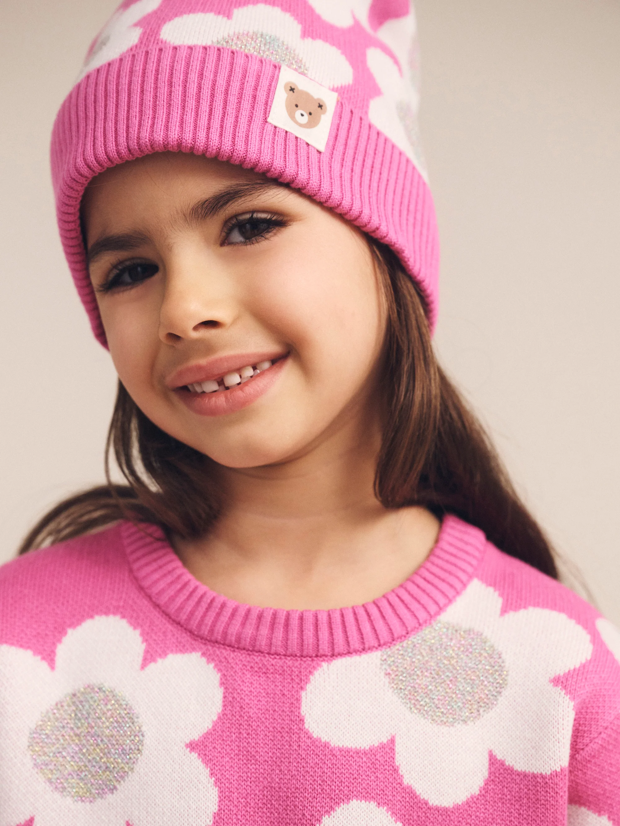 Huxbaby Raspberry Daisy Knit Jumper - Image 3