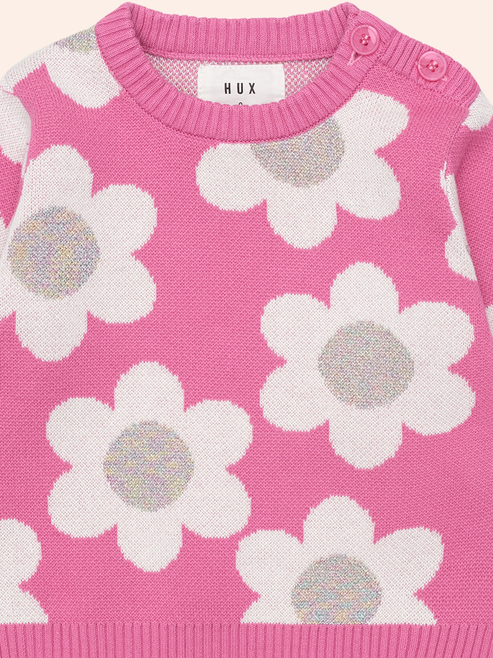 Huxbaby Raspberry Daisy Knit Jumper - Image 5