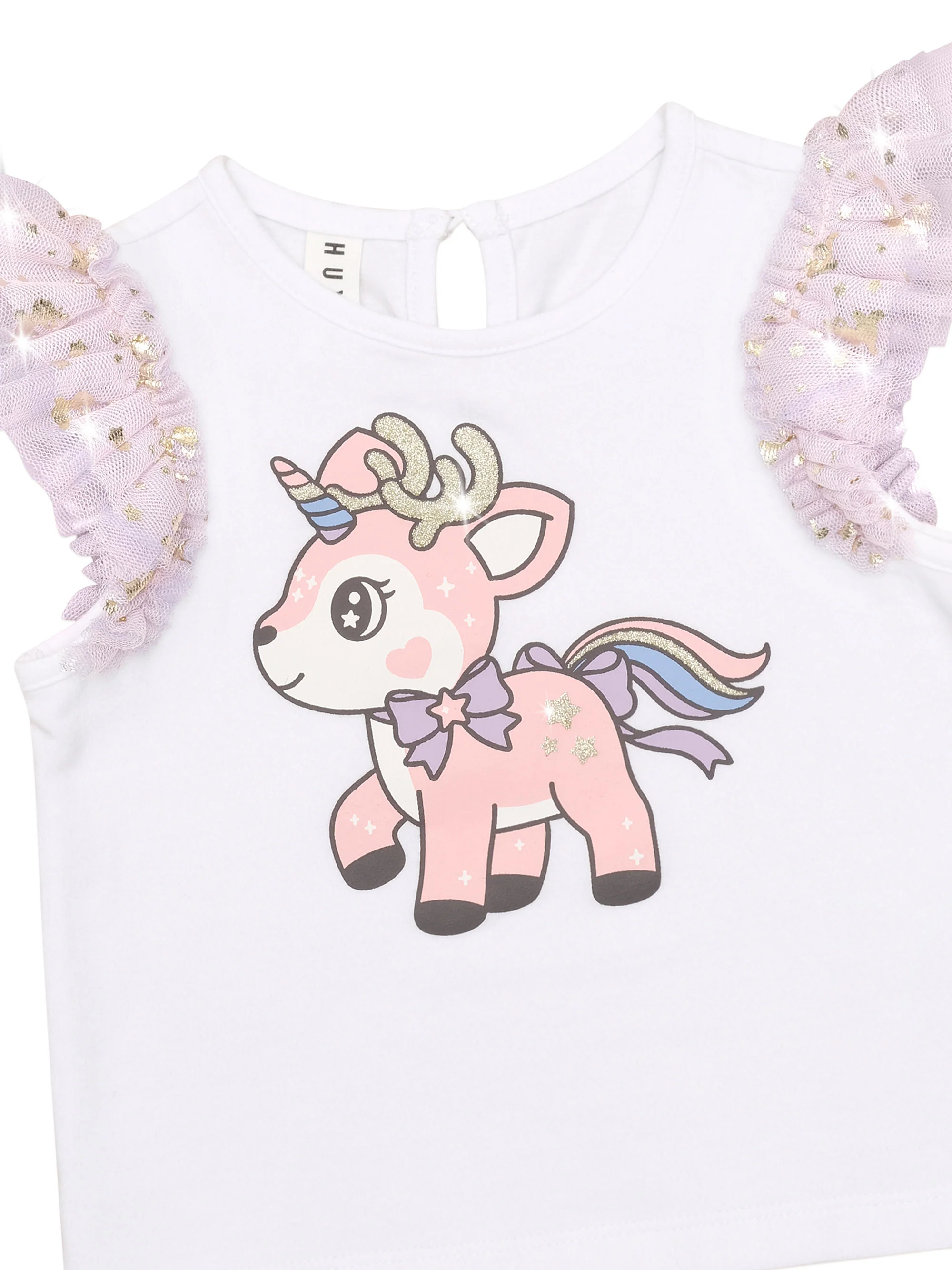 Reindeer Tulle Sleeve T-Shirt - White - Image 4