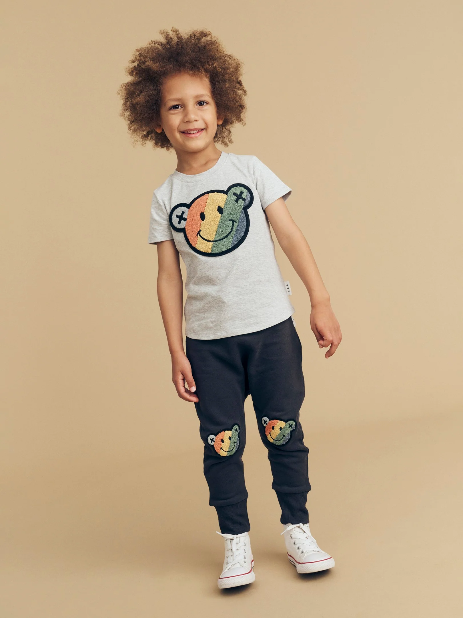 Smiley Rainbow Drop Crotch Pant - Soft Black - Image 6