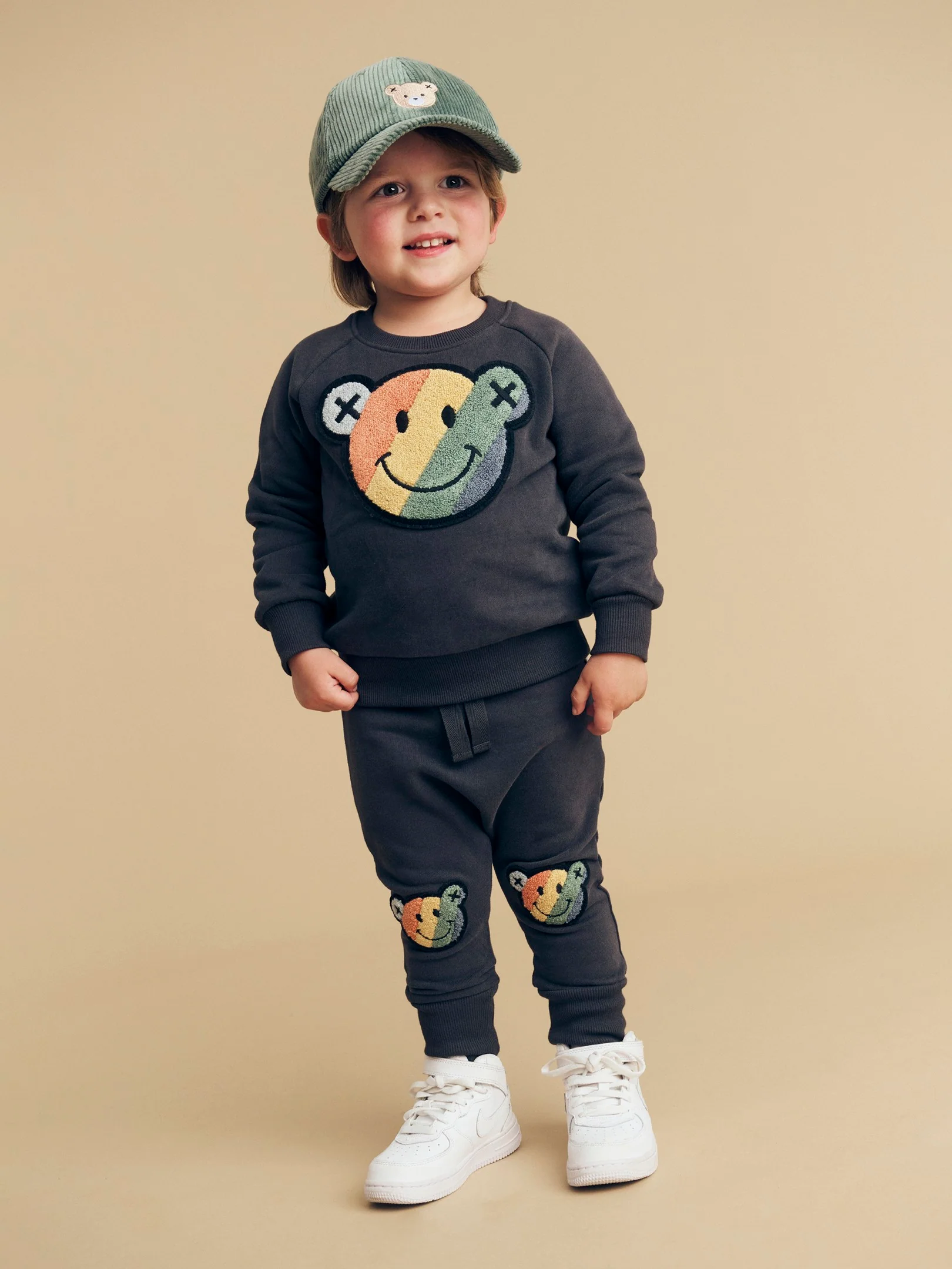 Smiley Rainbow Sweatshirt - Soft Black - Image 2