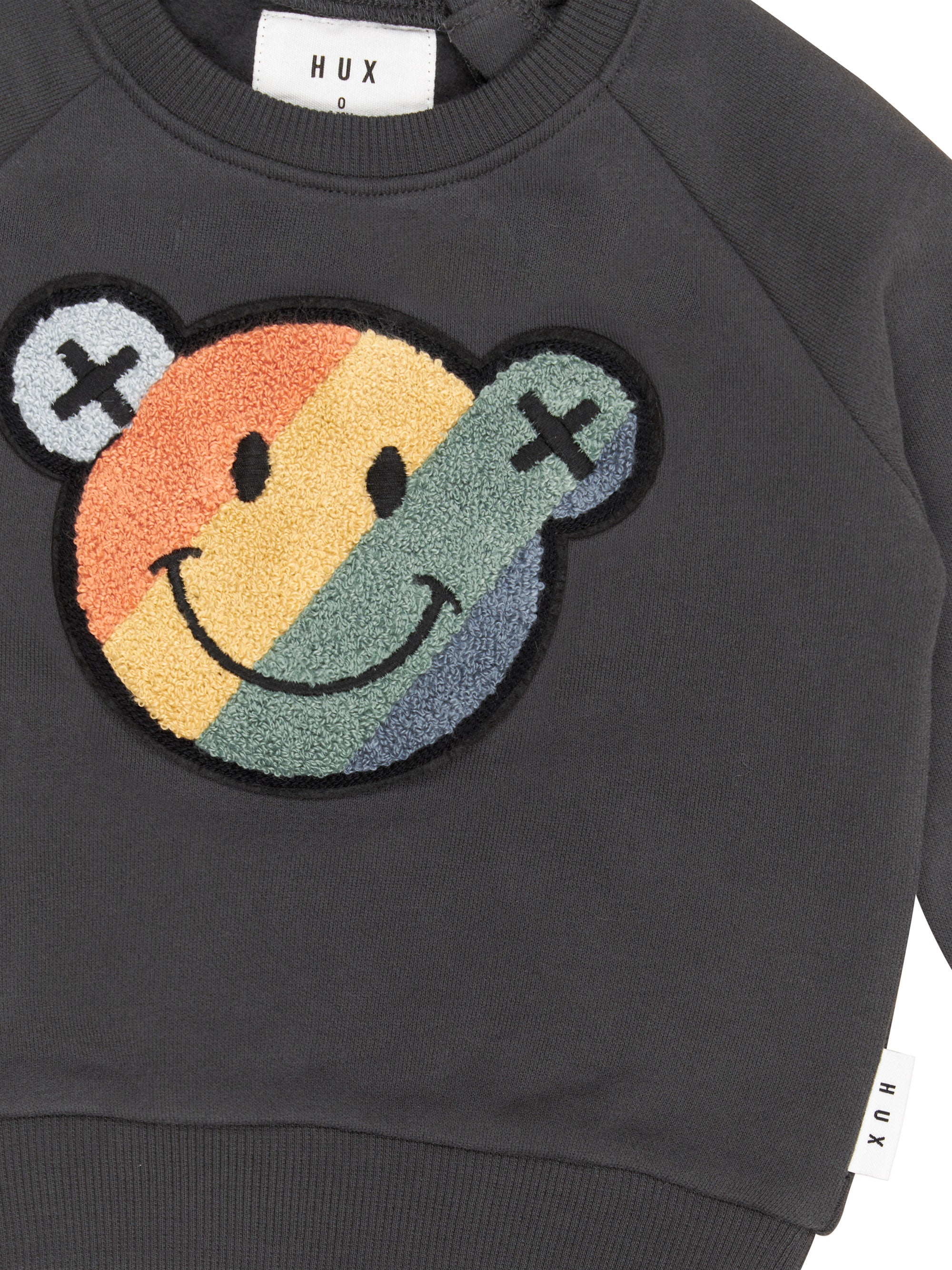 Smiley Rainbow Sweatshirt - Soft Black - Image 5