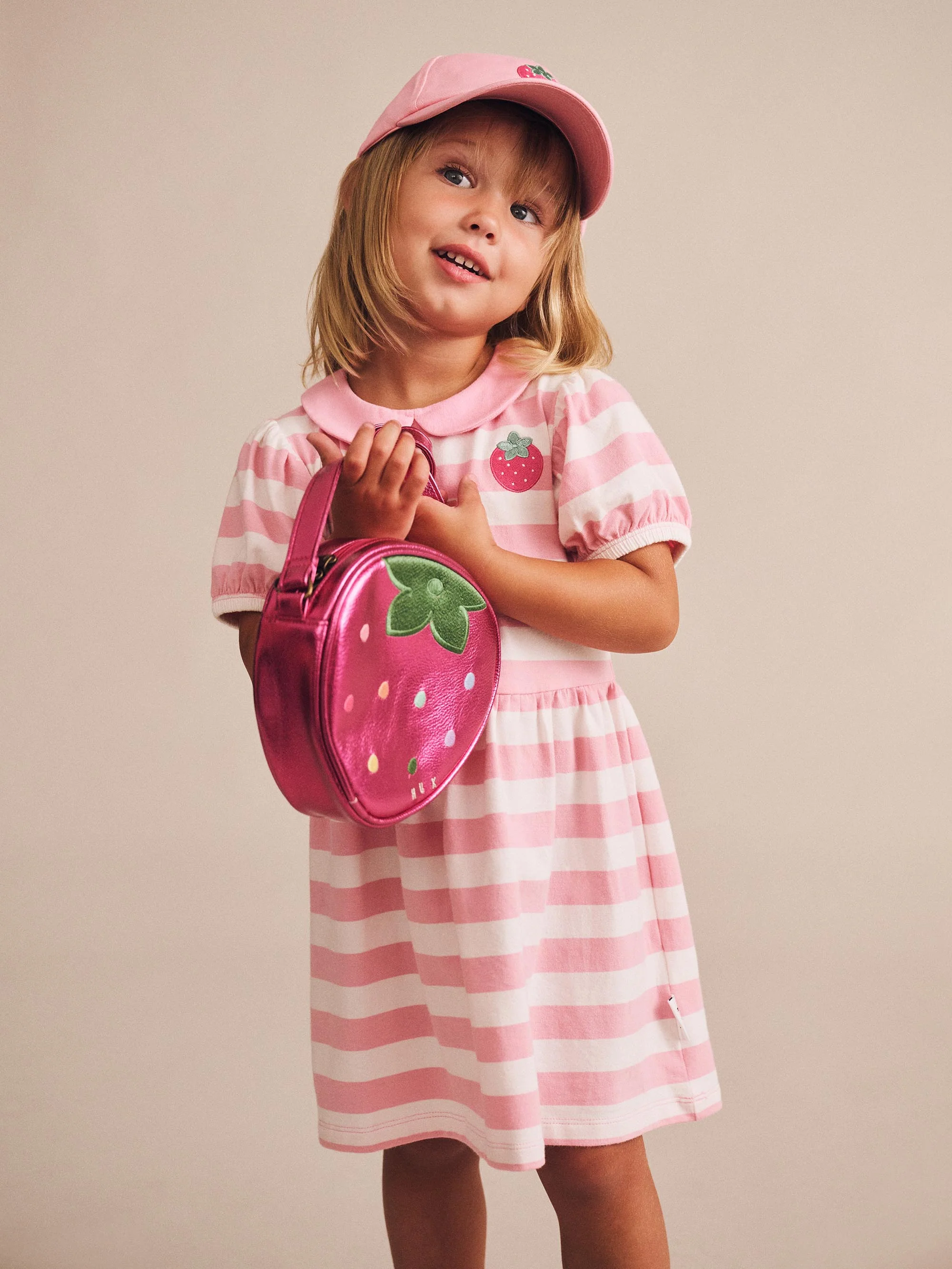 Huxbaby Strawberry Stripe Puff Sleeve Dress - Image 2