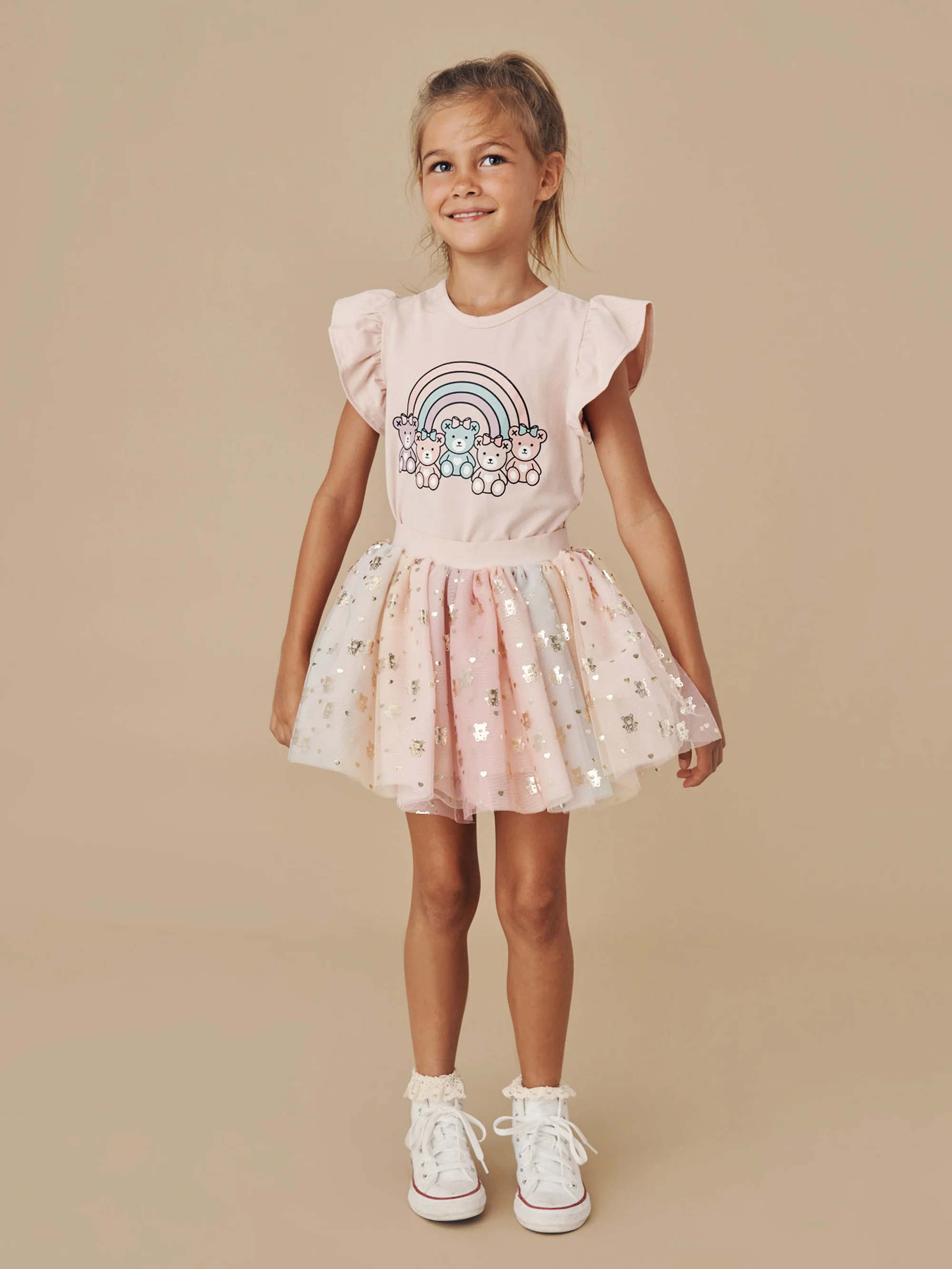 Huxbaby Tulle Skirt - Rainbow Angel Bear Print - Image 4