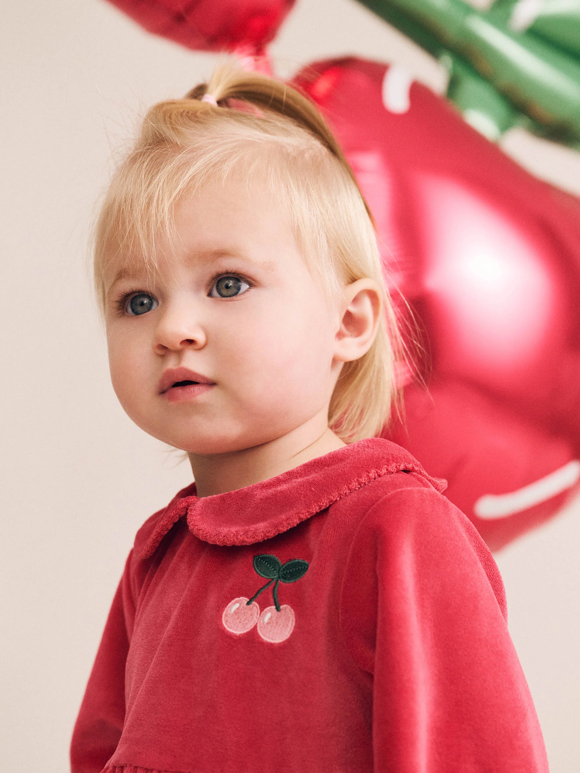 Very Cherry Velour Collar Dress - Image 2