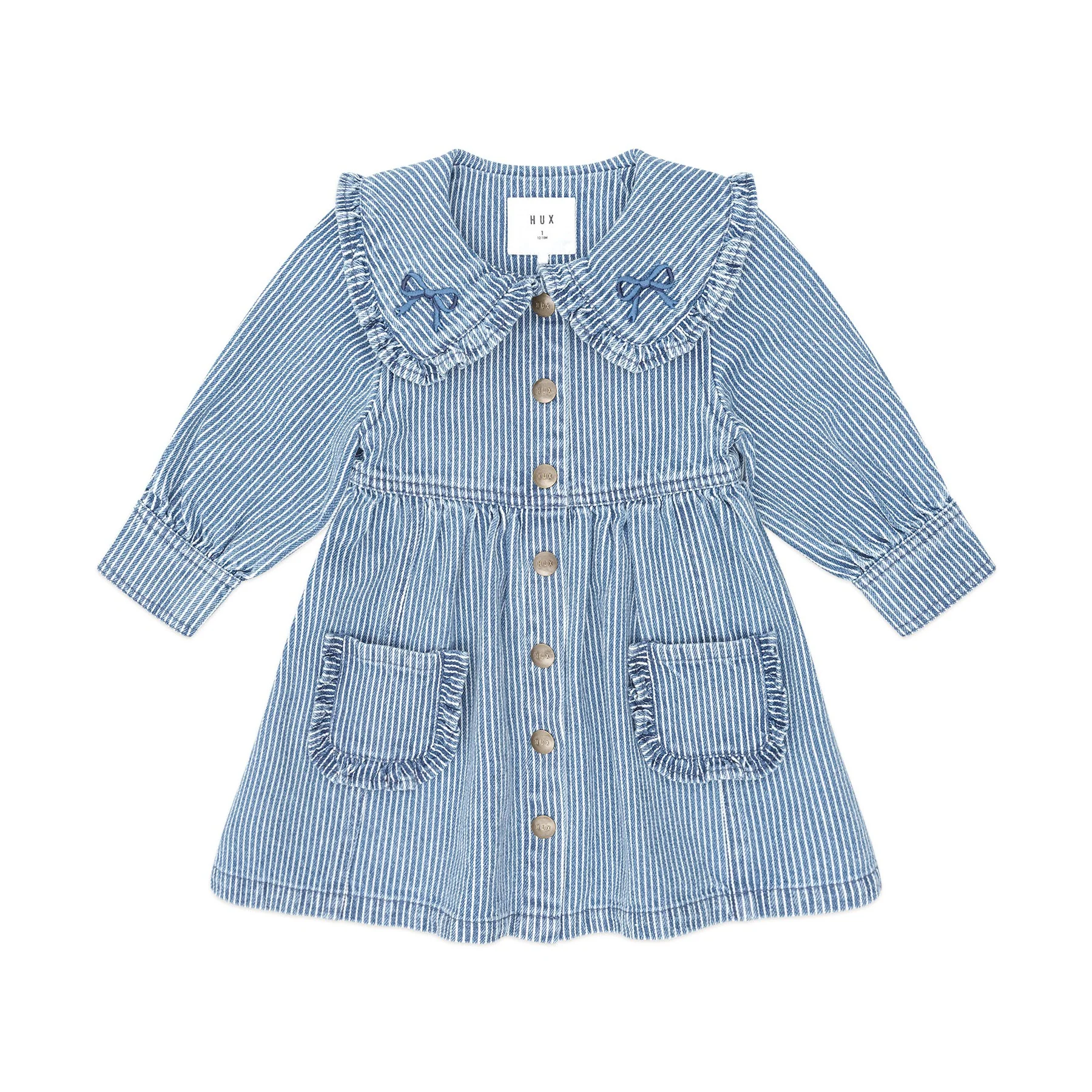 Vintage Bow Collar Denim Dress