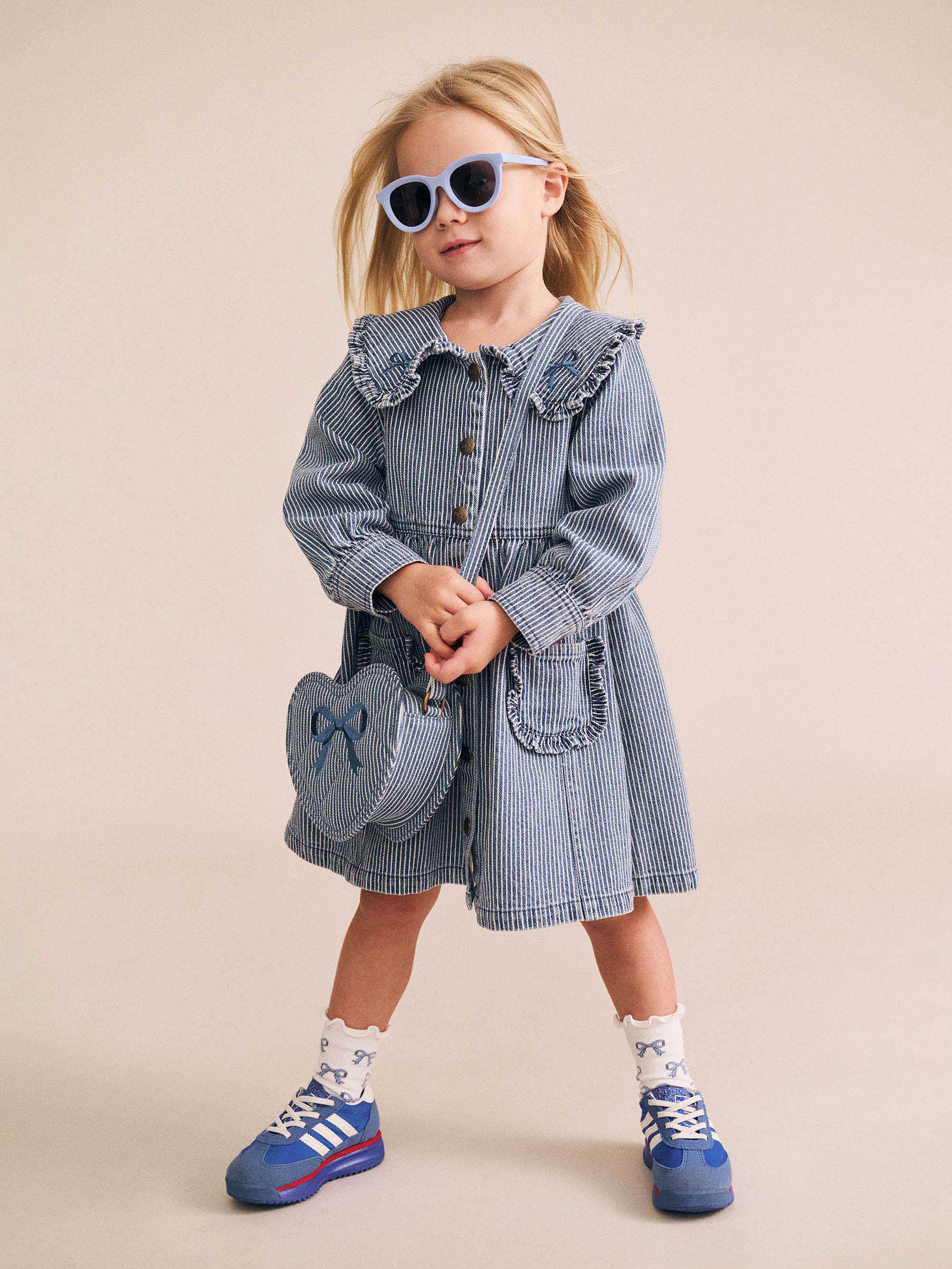 Vintage Bow Collar Denim Dress - Image 3