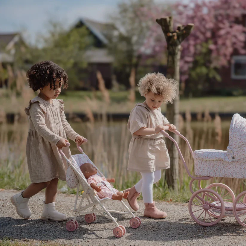 Metal Doll Stroller - Floral - Image 2