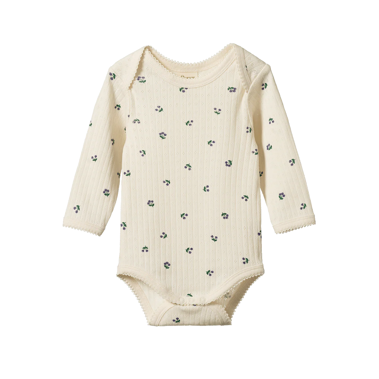 Long Sleeve Bodysuit Pointelle - Winter Berry Print