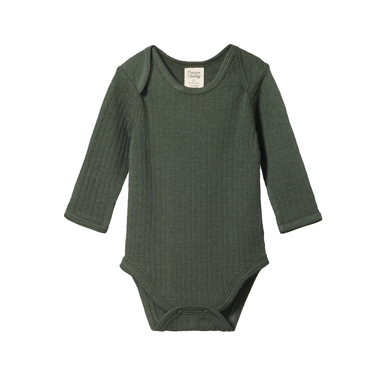 Merino Essentials Long Sleeve Pointelle Bodysuit - Thyme