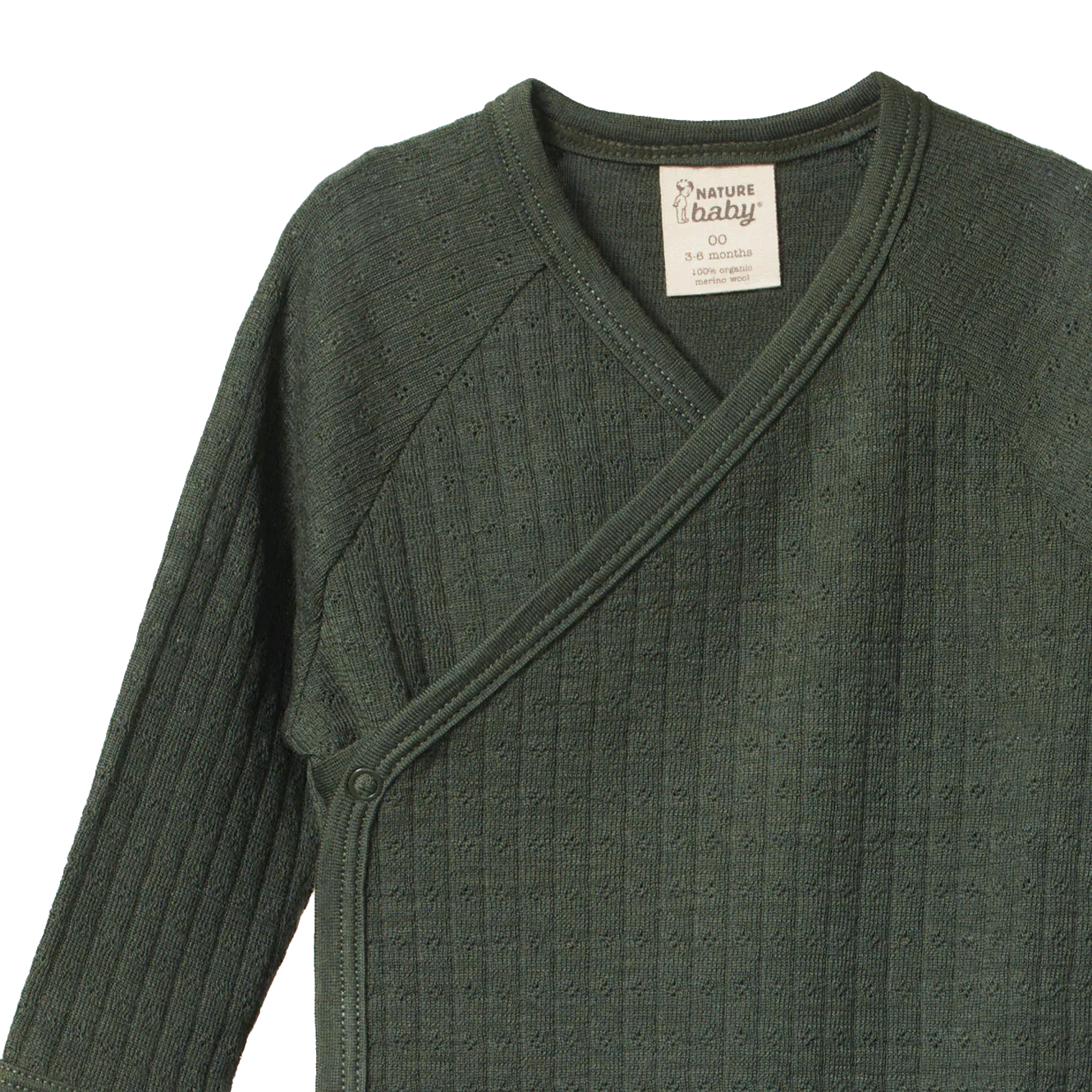 Merino Essentials Longsleeve Kimono Bodysuit Thyme - Image 2