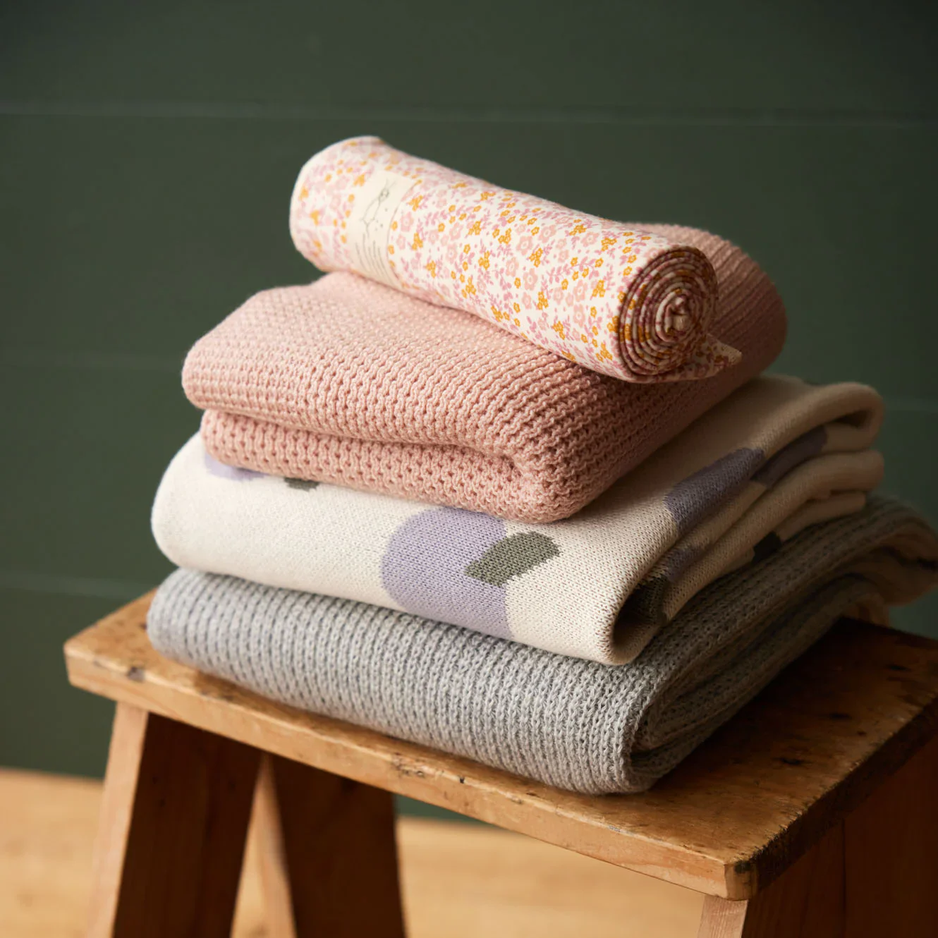 Merino Knit Cot Blanket - Rose Dust - Image 2