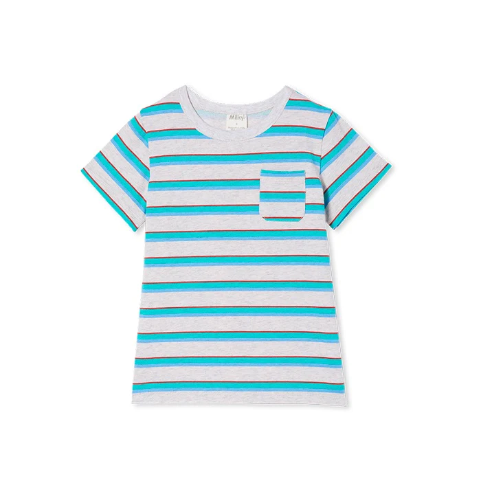 Milky Baby Green Stripe Tee - Green