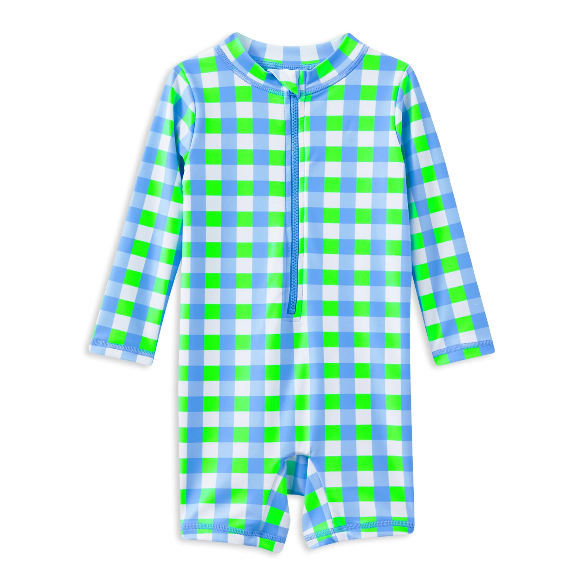 Milky Check Long Sleeve Swim Suit