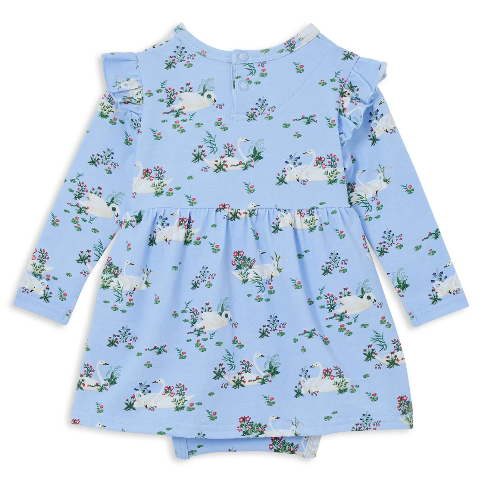 Milky Frill Baby Dress - Swans - Image 2
