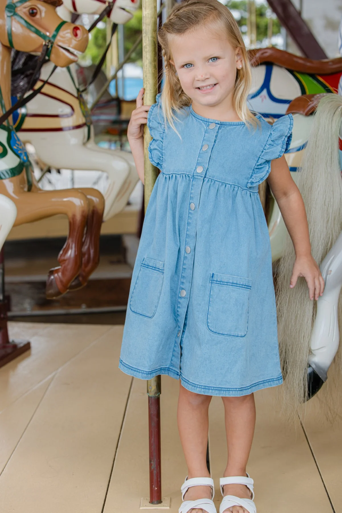 Denim Frill Dress - Image 2