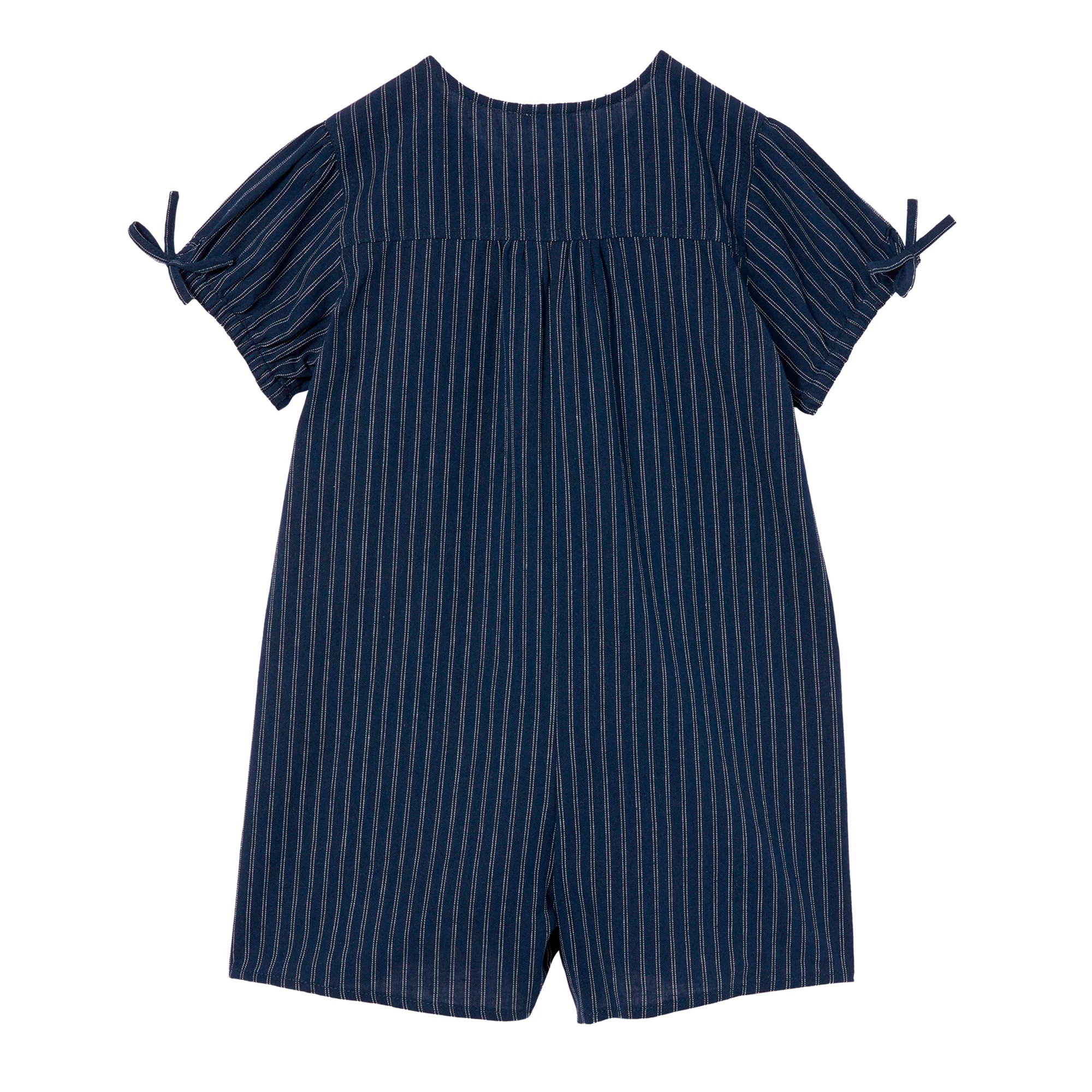 Milky Navy Stripe Linen Playsuit - Image 2