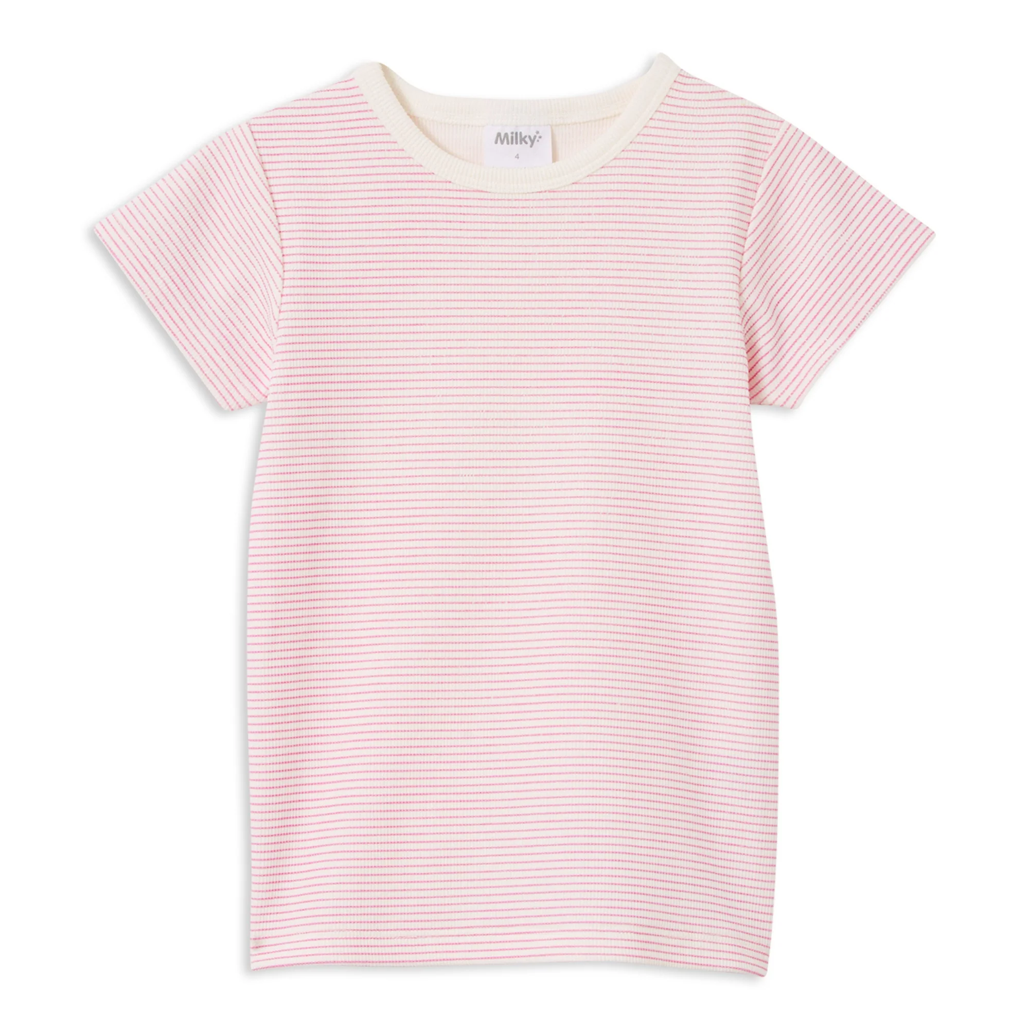 Milky Pink Stripe Rib T-Shirt