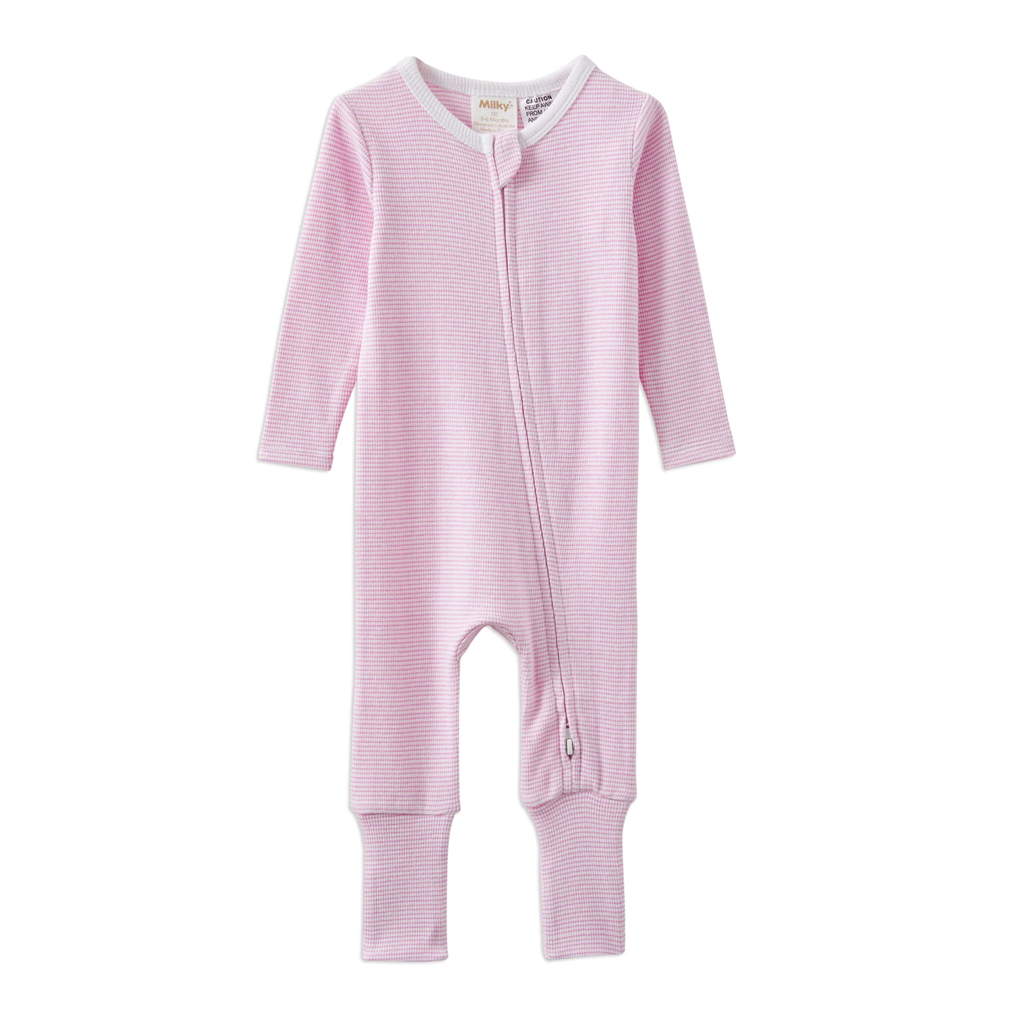 Milky Pink Stripe Zip Romper