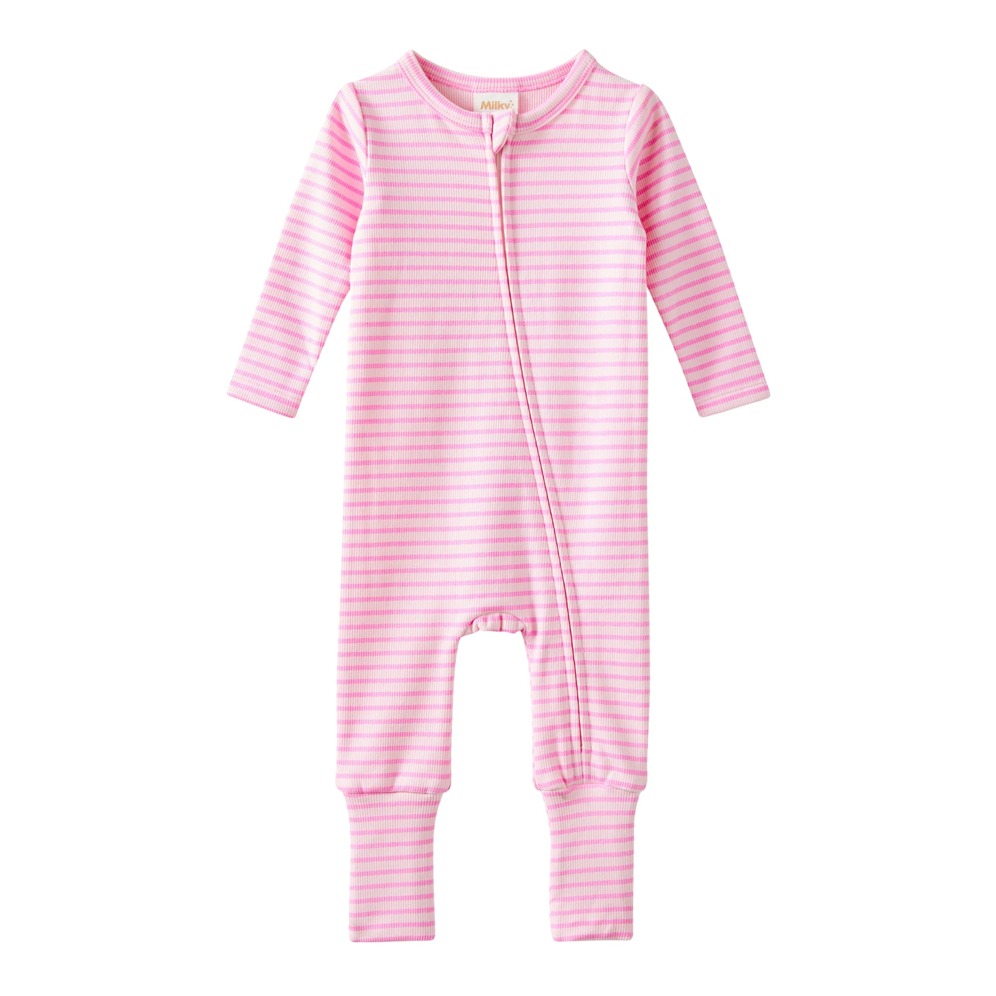 Tickled Pink Stripe Zip Romper