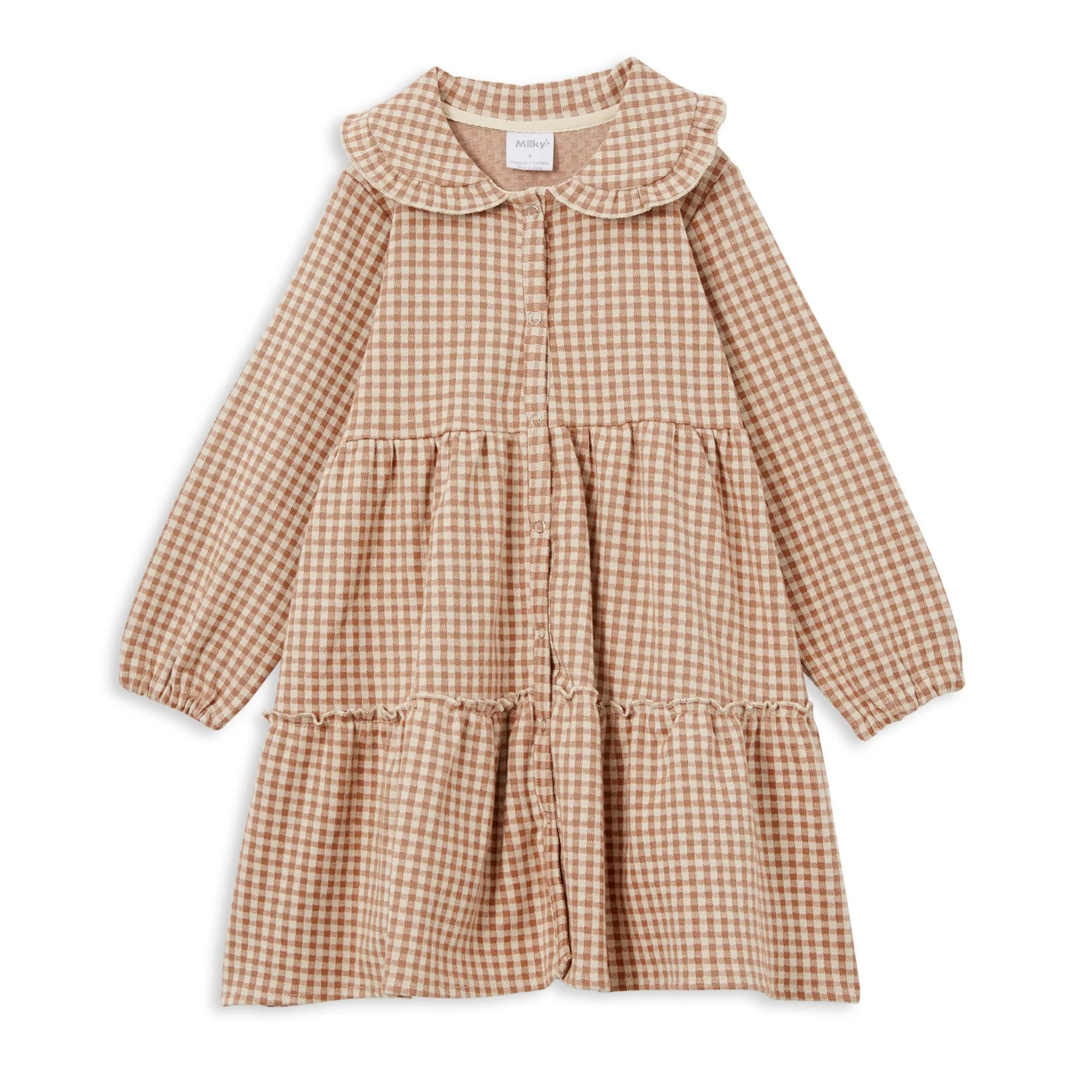 Tiered Collared Dress - Check
