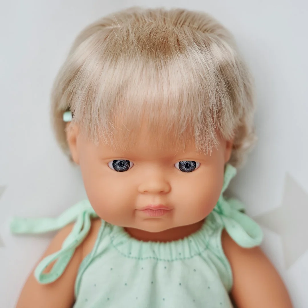Miniland Anatomically Correct Baby Doll Caucasian Girl with Hearing Implant, 38 cm - Image 2