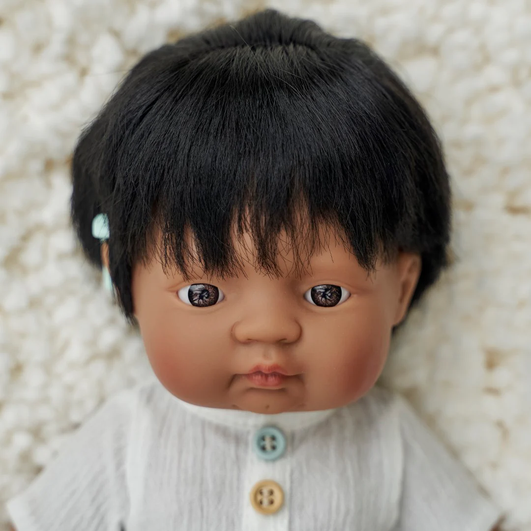 Miniland Anatomically Correct Baby Doll Latin American Boy with Hearing Implant, 38 cm - Image 2