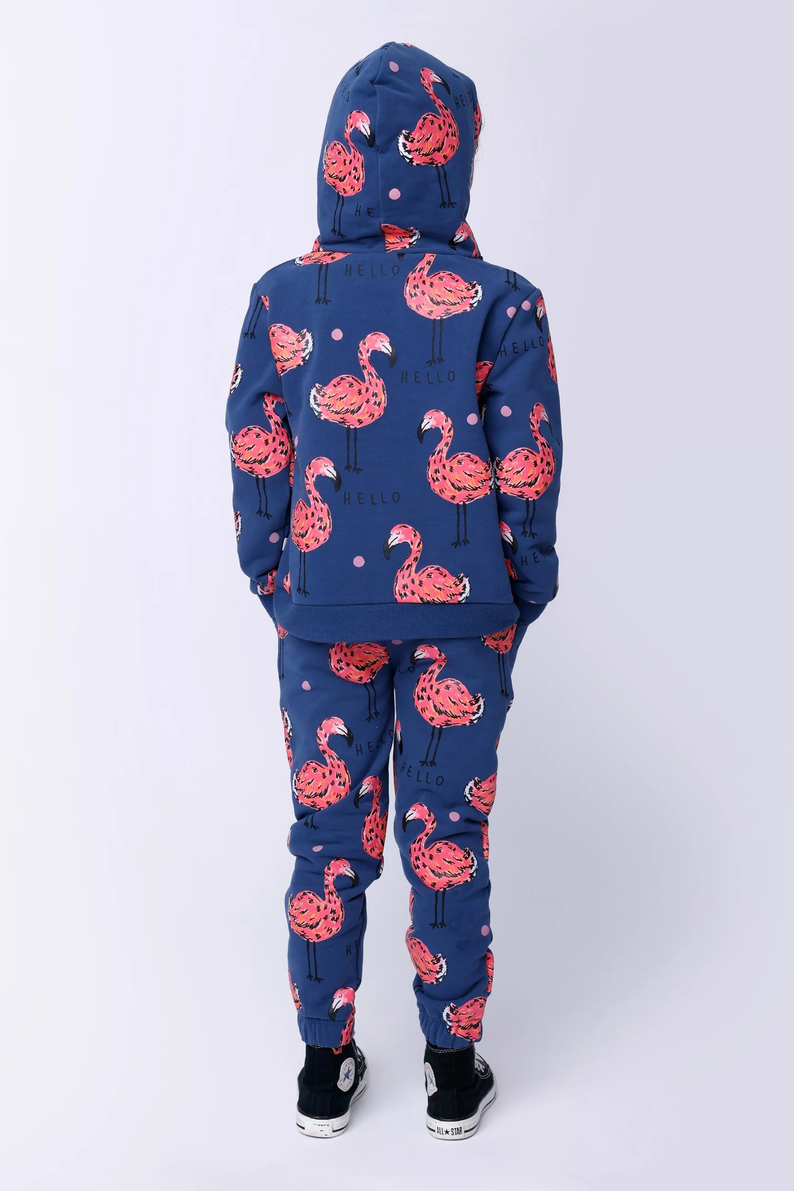 Flamingo Party Furry Trackies - Navy - Image 3