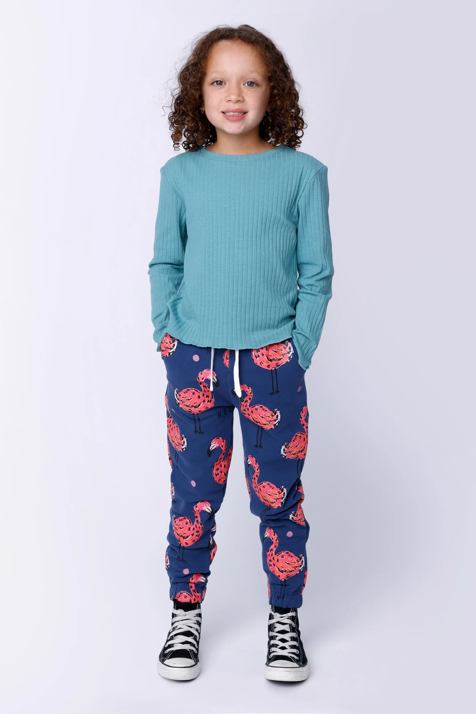 Flamingo Party Furry Trackies - Navy - Image 4