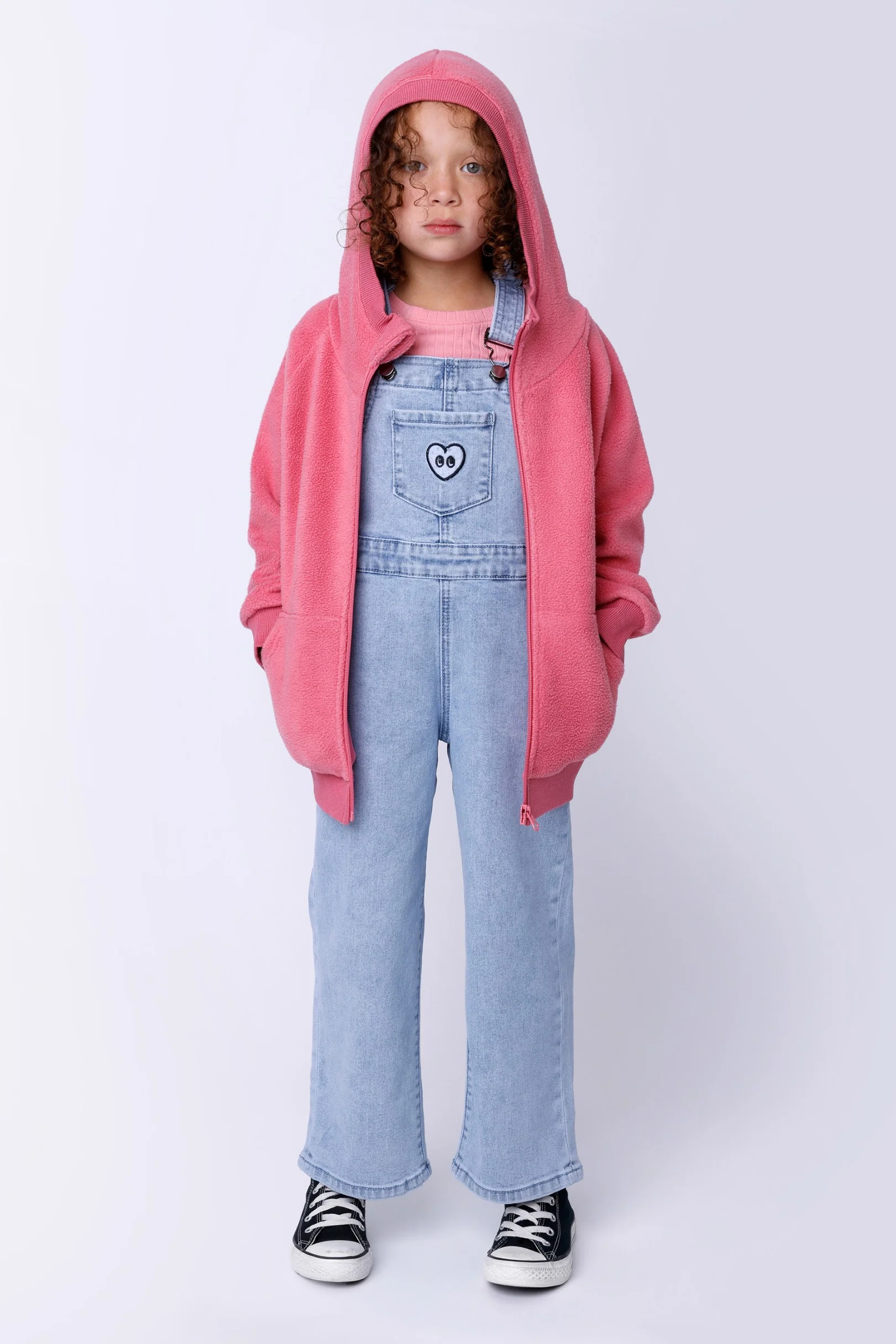 Minti Happy Heart Denim Overalls - Blue Denim - Image 2