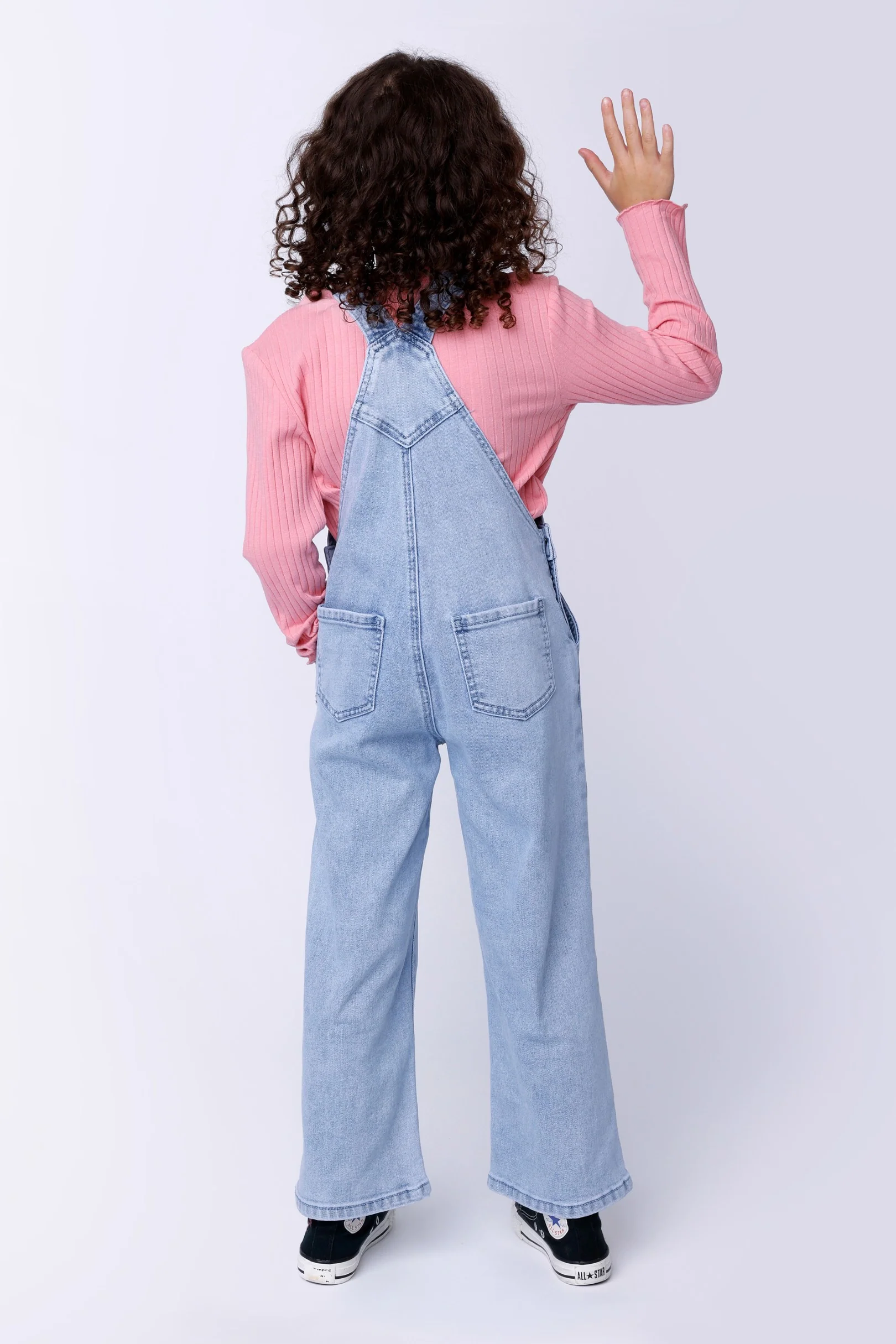 Minti Happy Heart Denim Overalls - Blue Denim - Image 5