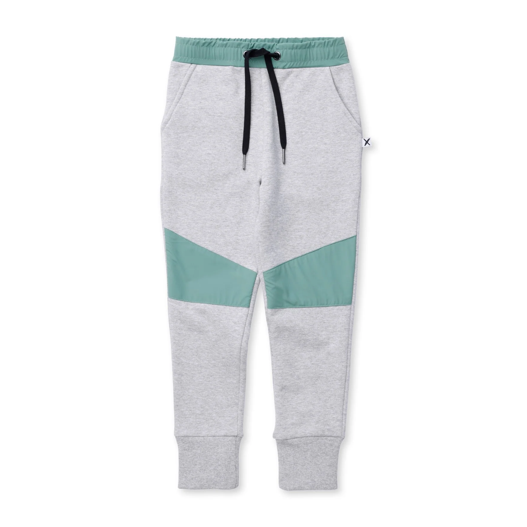 Nylon Patch Furry Trackies - Grey Marle/Green