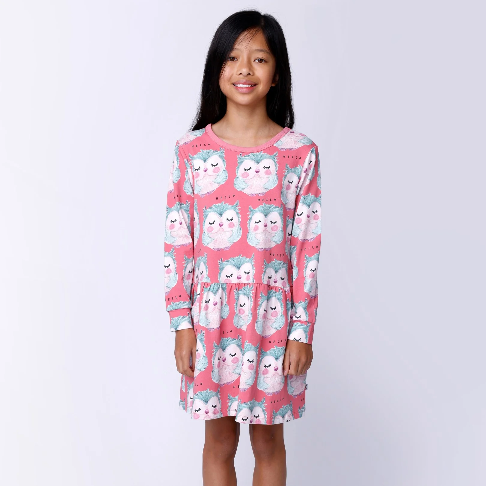Painted Owls Dress - Pink - Image 2