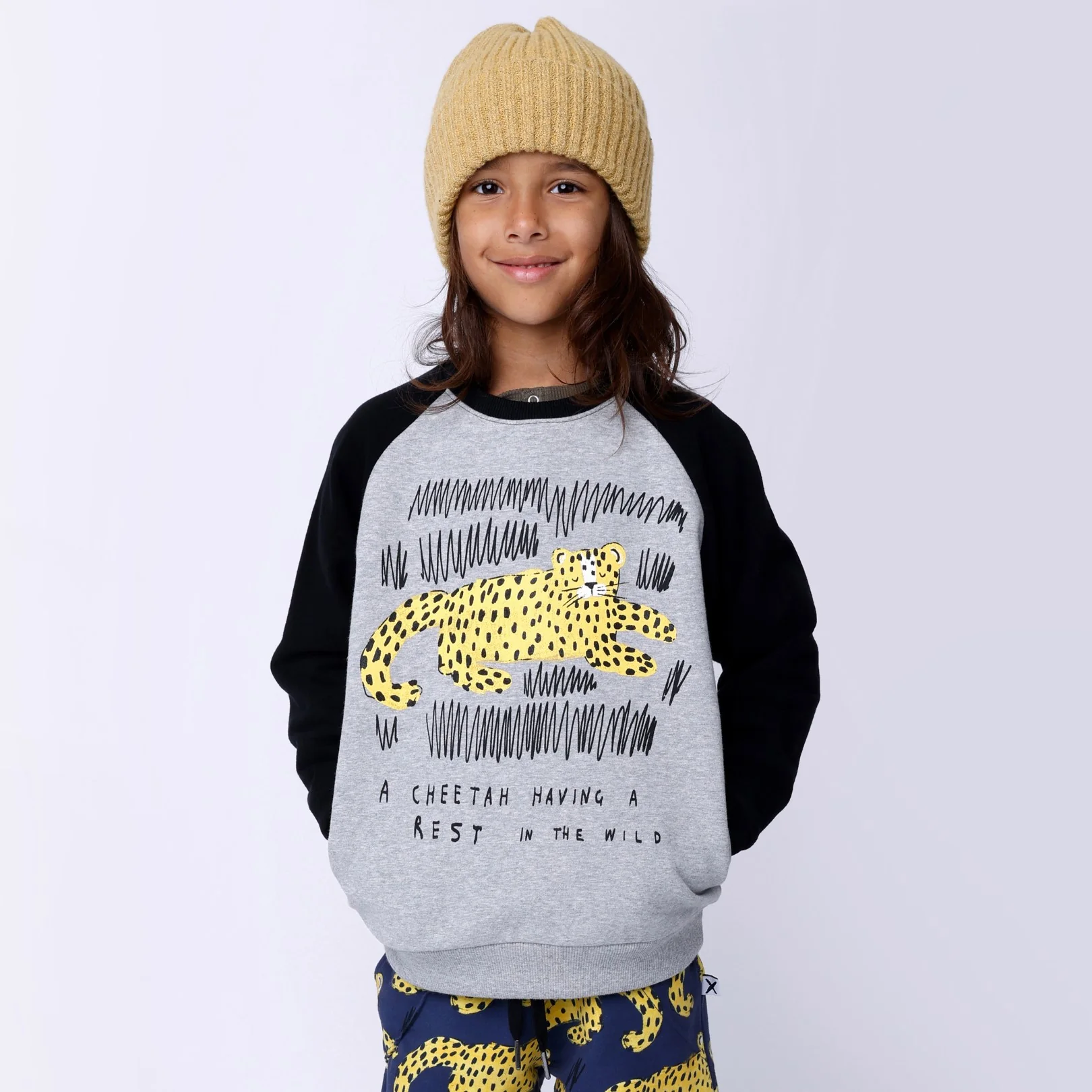 Relaxing Cheetah Furry Crew - Grey Marle/Black - Image 2