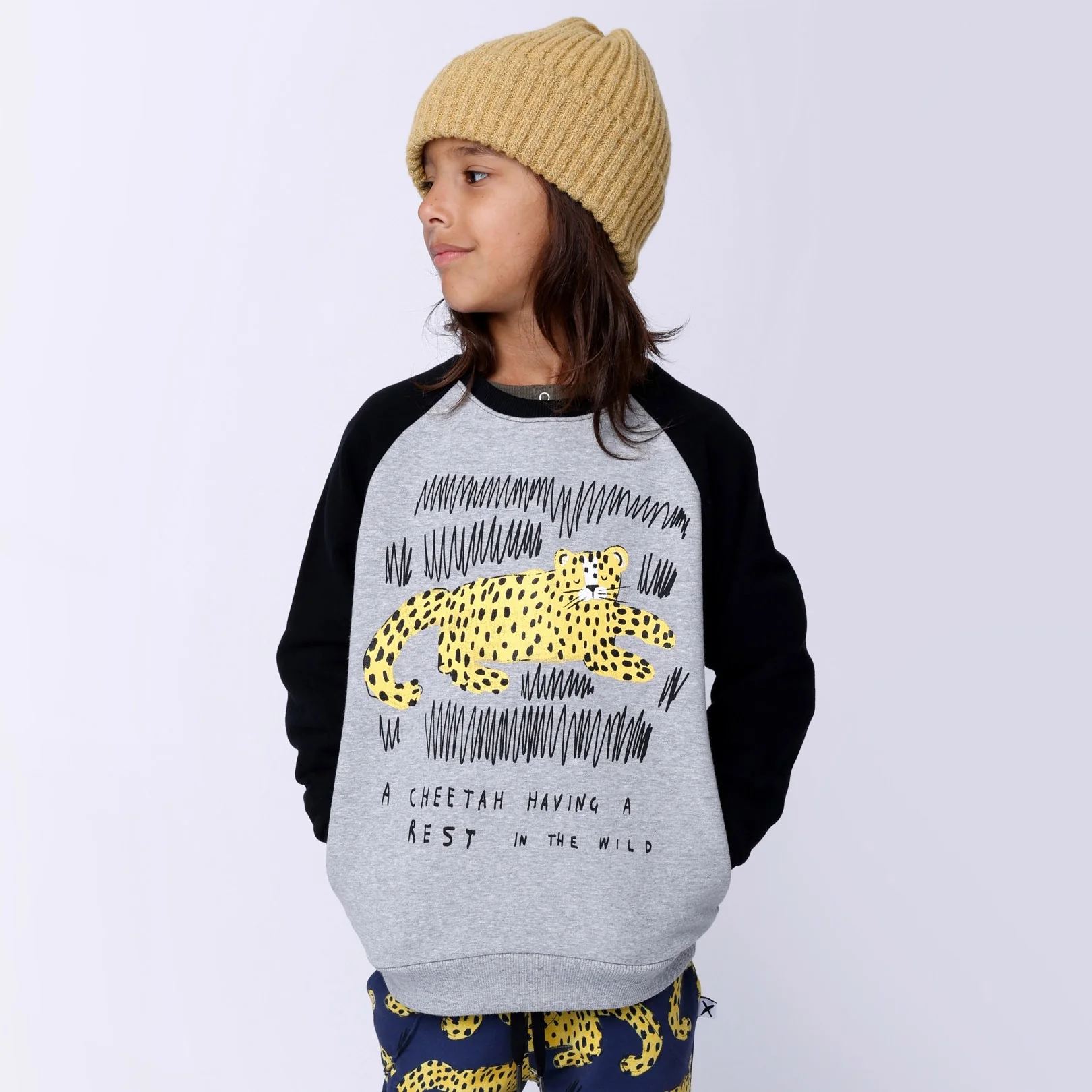 Relaxing Cheetah Furry Crew - Grey Marle/Black - Image 3
