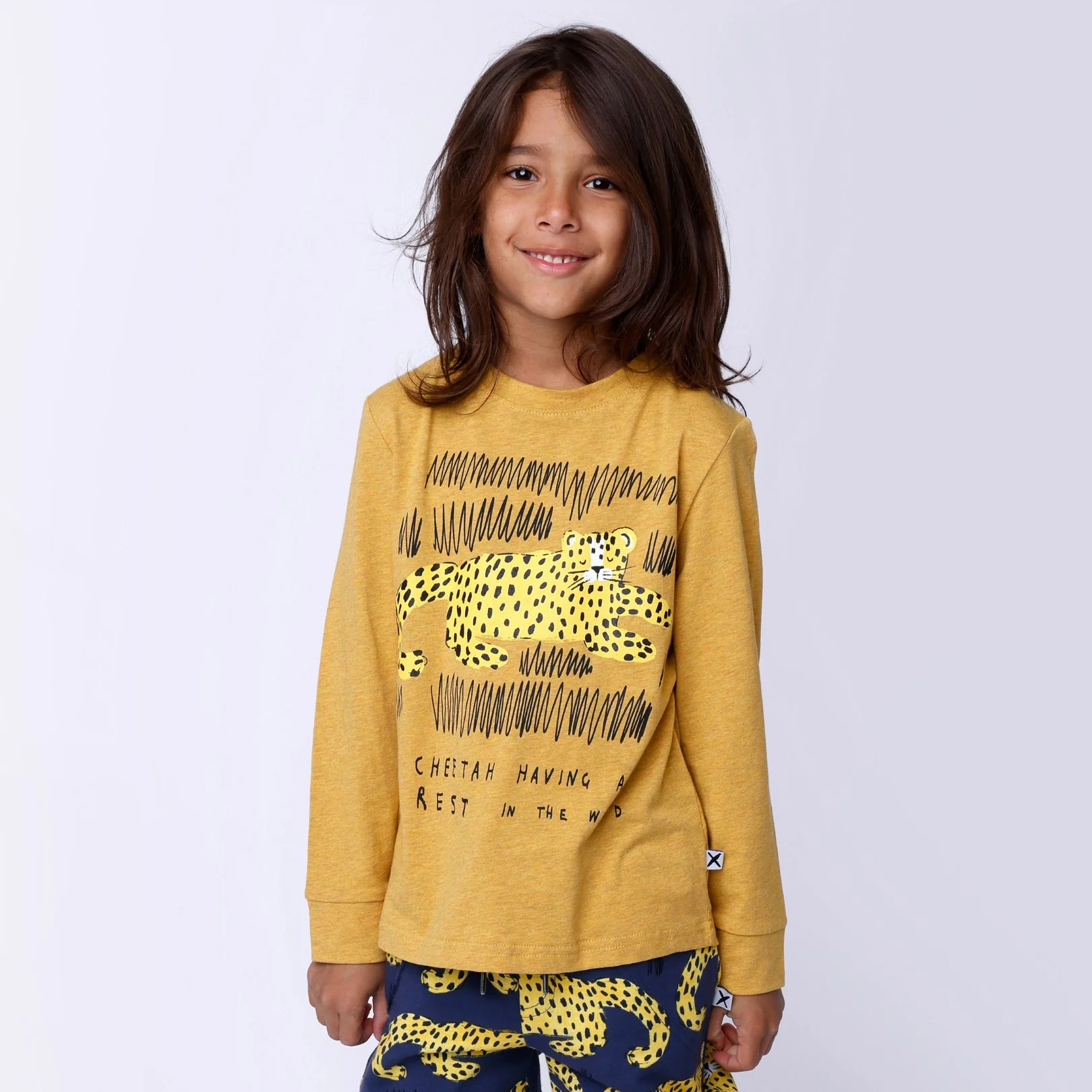 Relaxing Cheetah Tee - Mustard Marle - Image 2