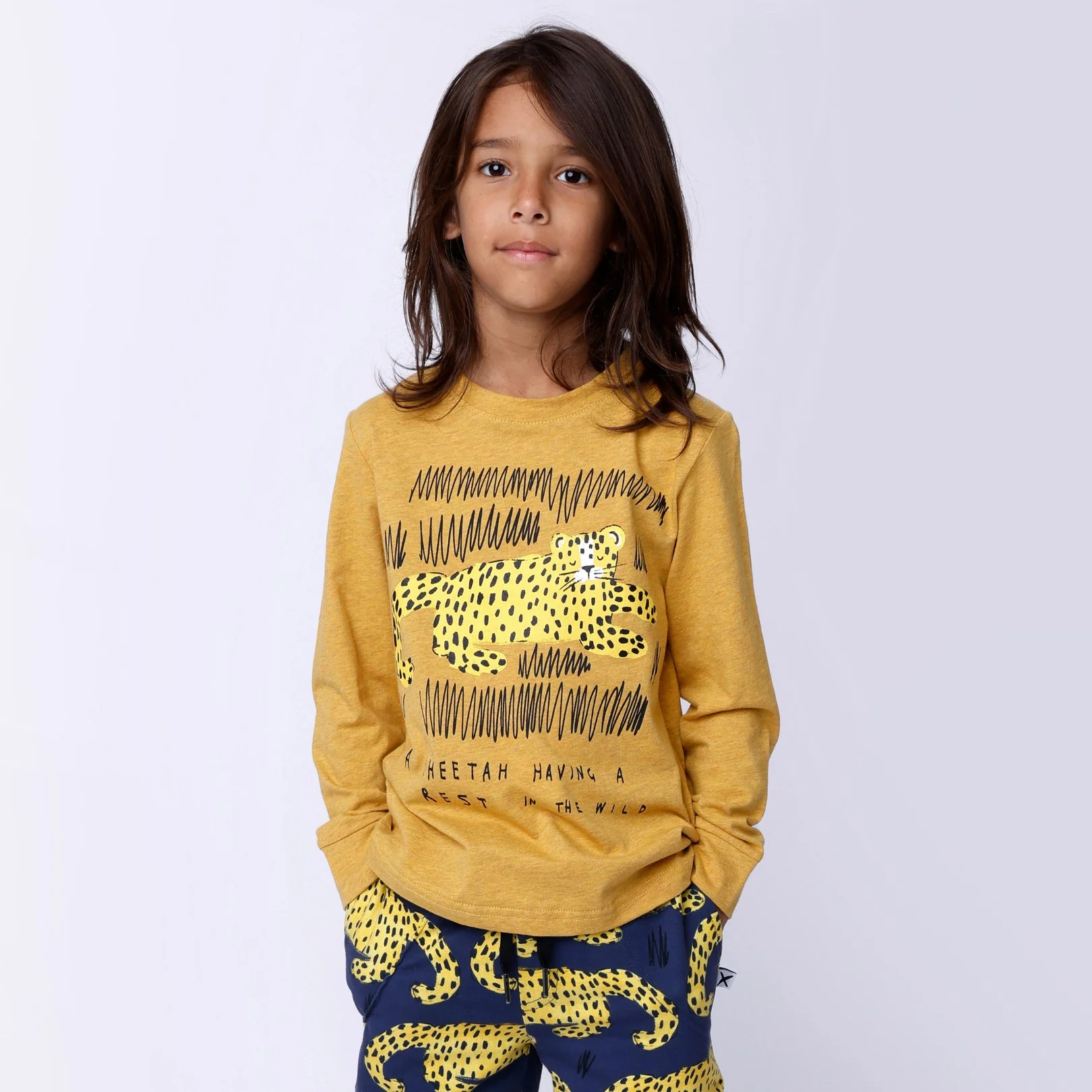 Relaxing Cheetah Tee - Mustard Marle - Image 3