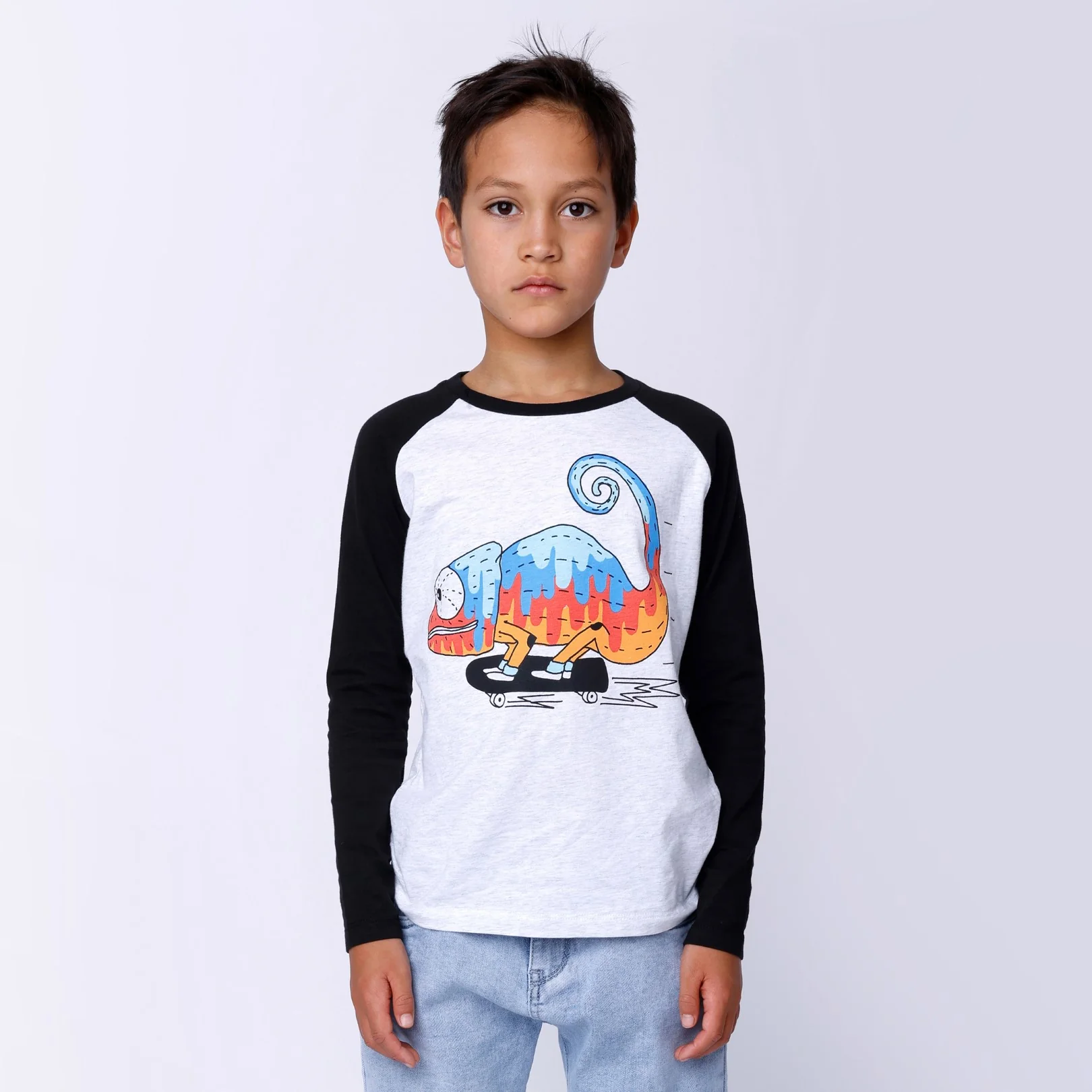 Speedy Chameleon Tee - White Marle/Black - Image 3